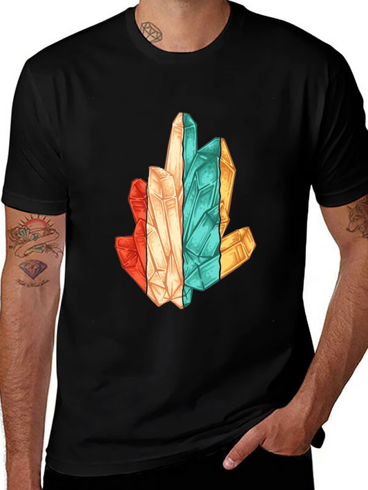 Crystal Cluster Graphic Print Black T-Shirt