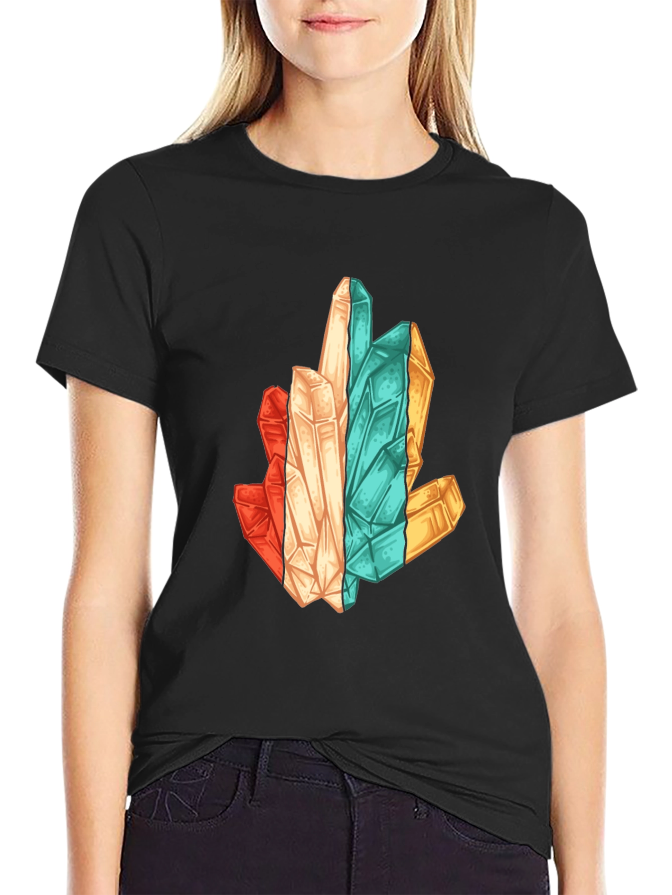 Crystal Cluster Graphic Print Black T-Shirt