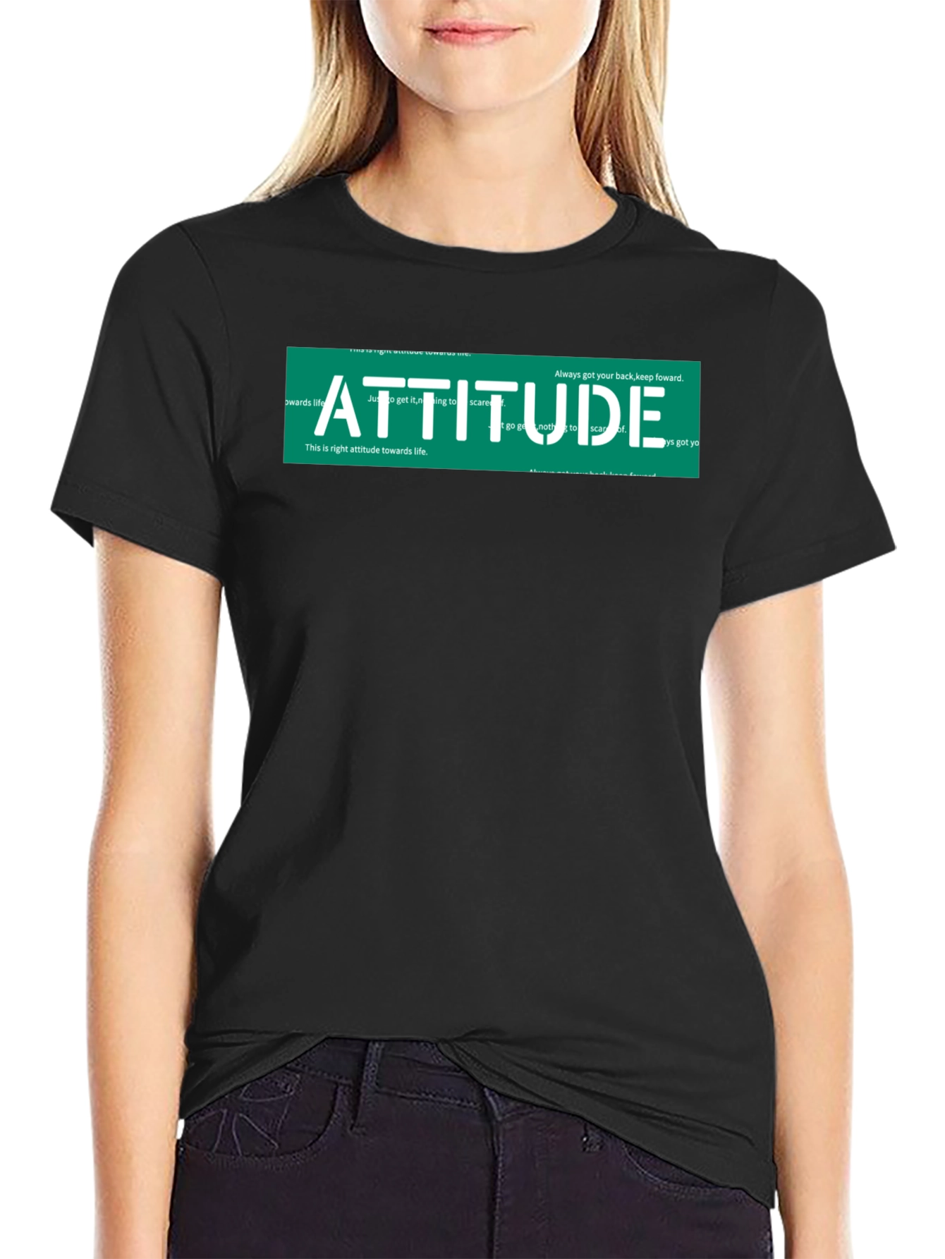 Attitude Graphic Print Black T-Shirt