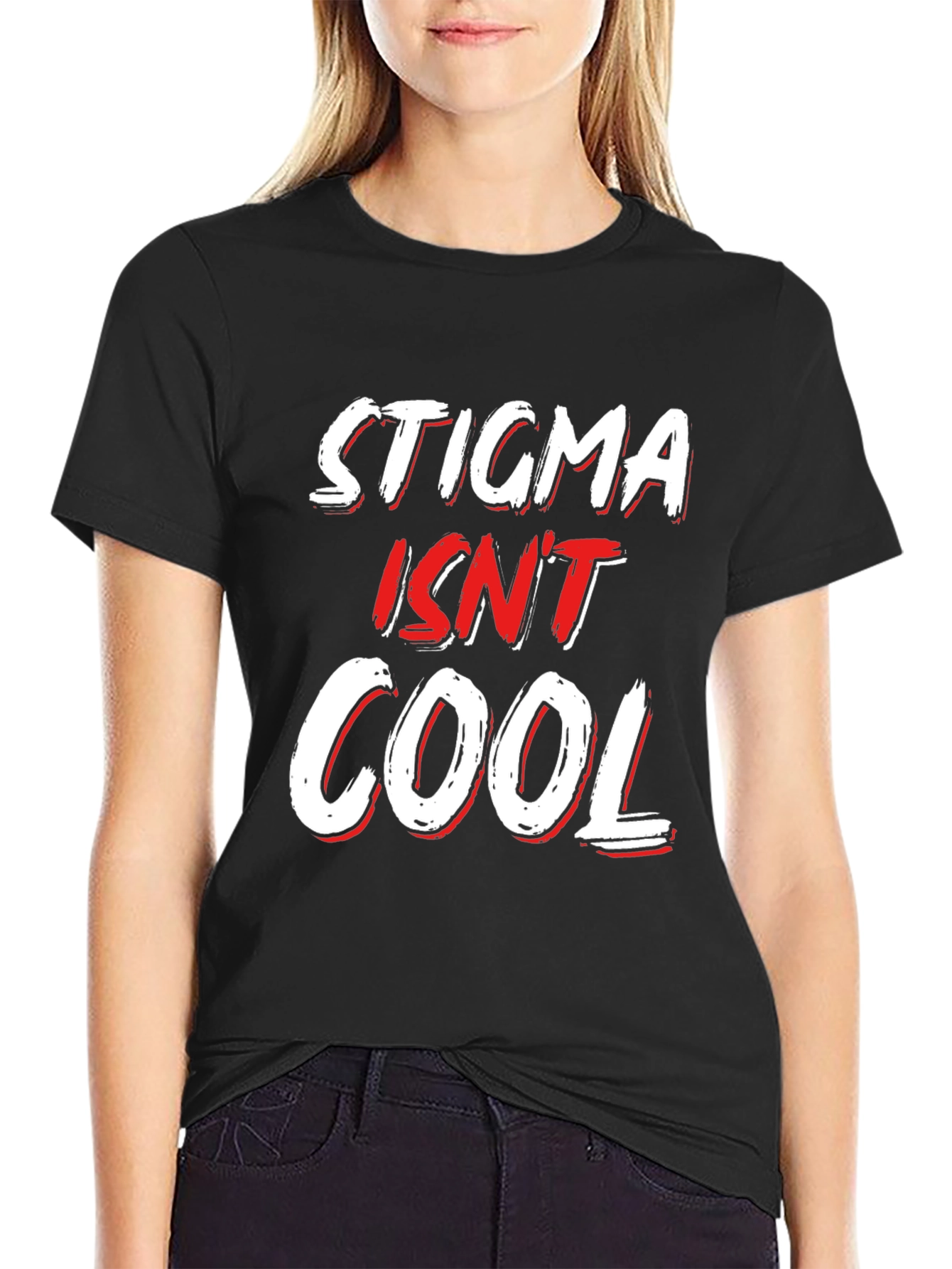Stigma Isnt Cool Black Graphic Tee