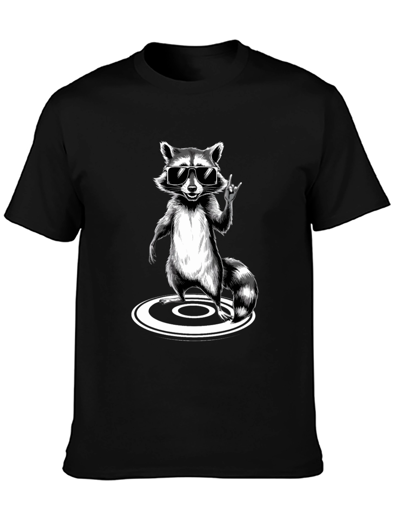 Cool Raccoon Graphic Tee - Black Cotton T-Shirt