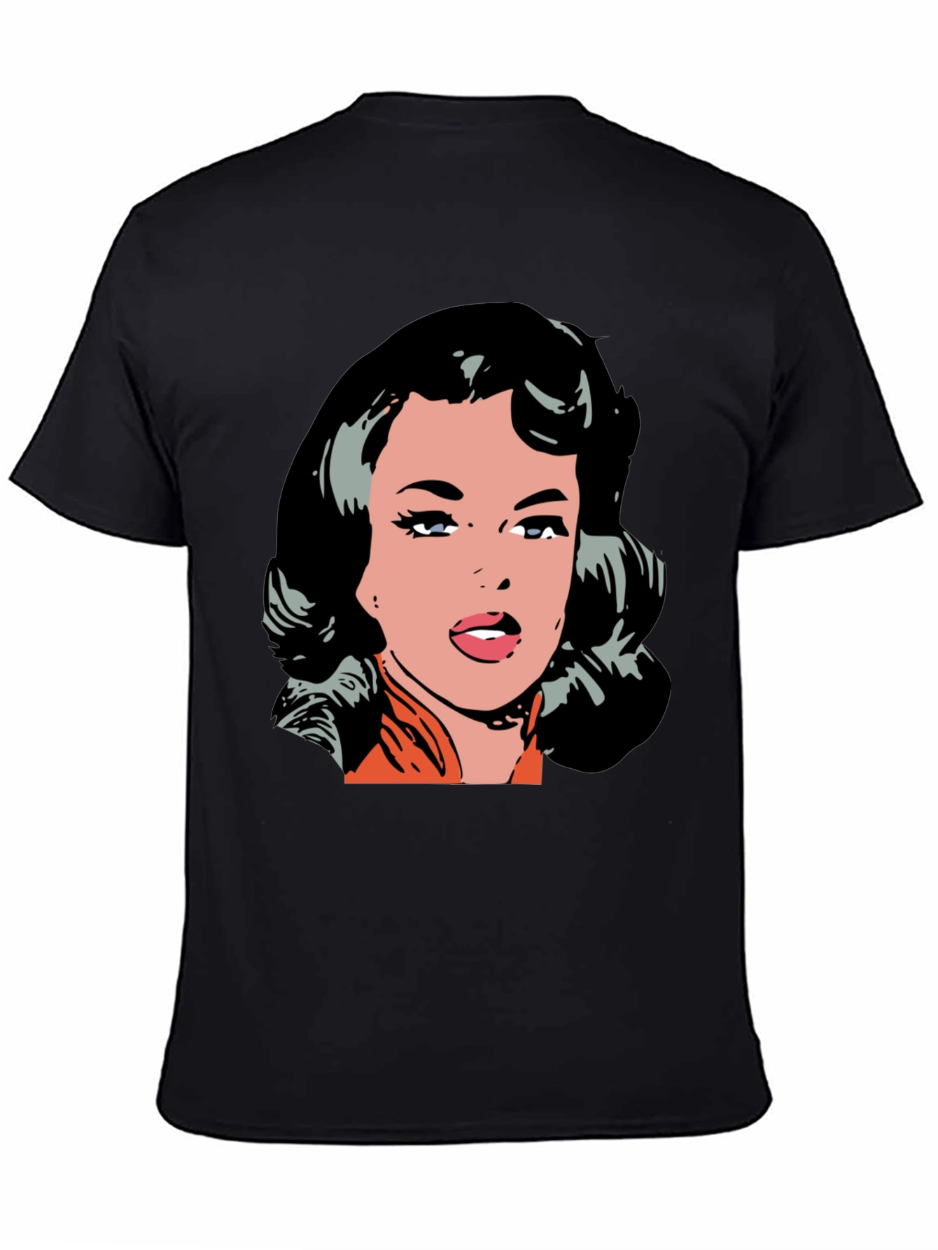 Retro Pop Art Woman Graphic Tee - Black