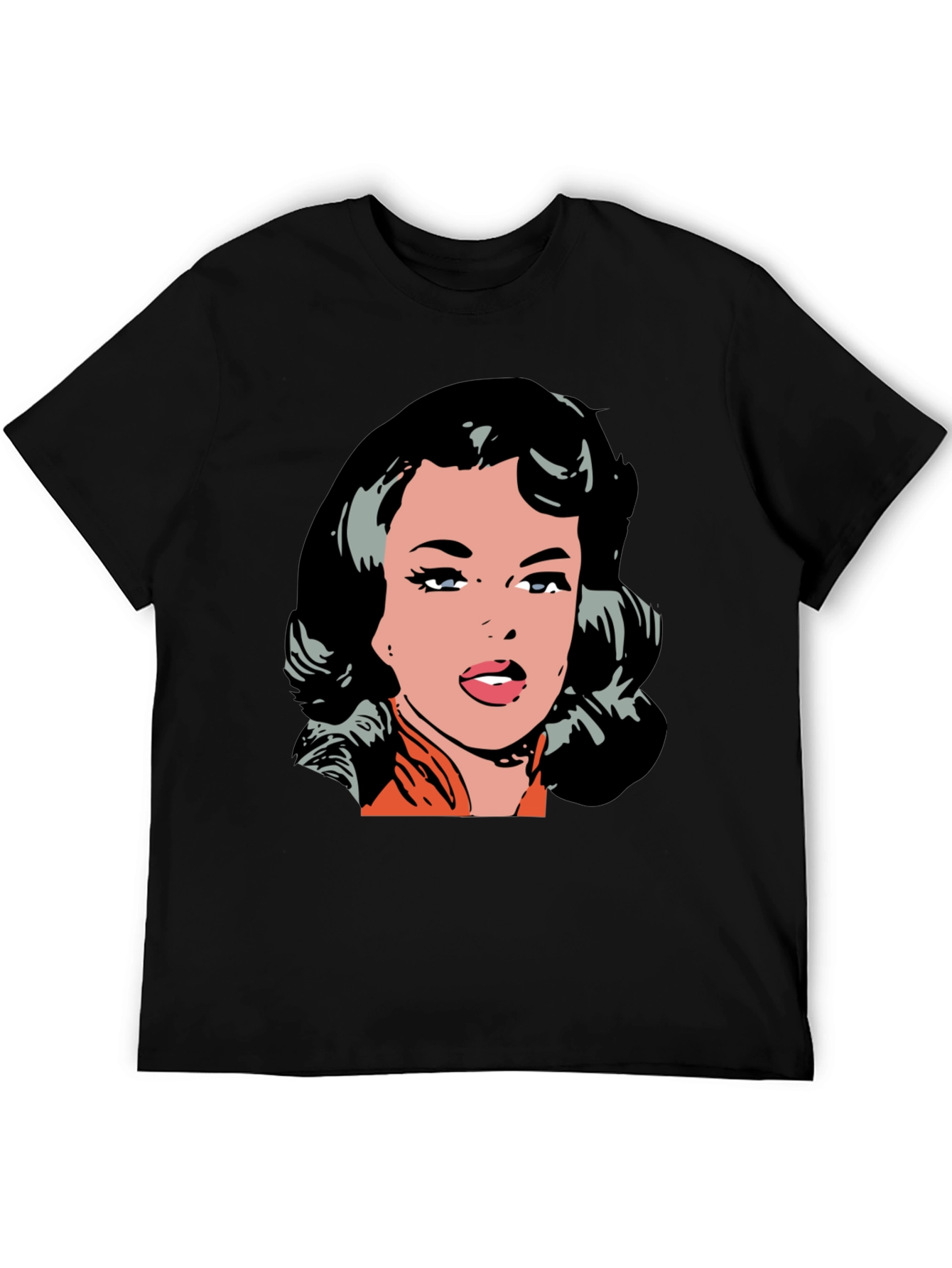 Retro Pop Art Woman Graphic Tee - Black