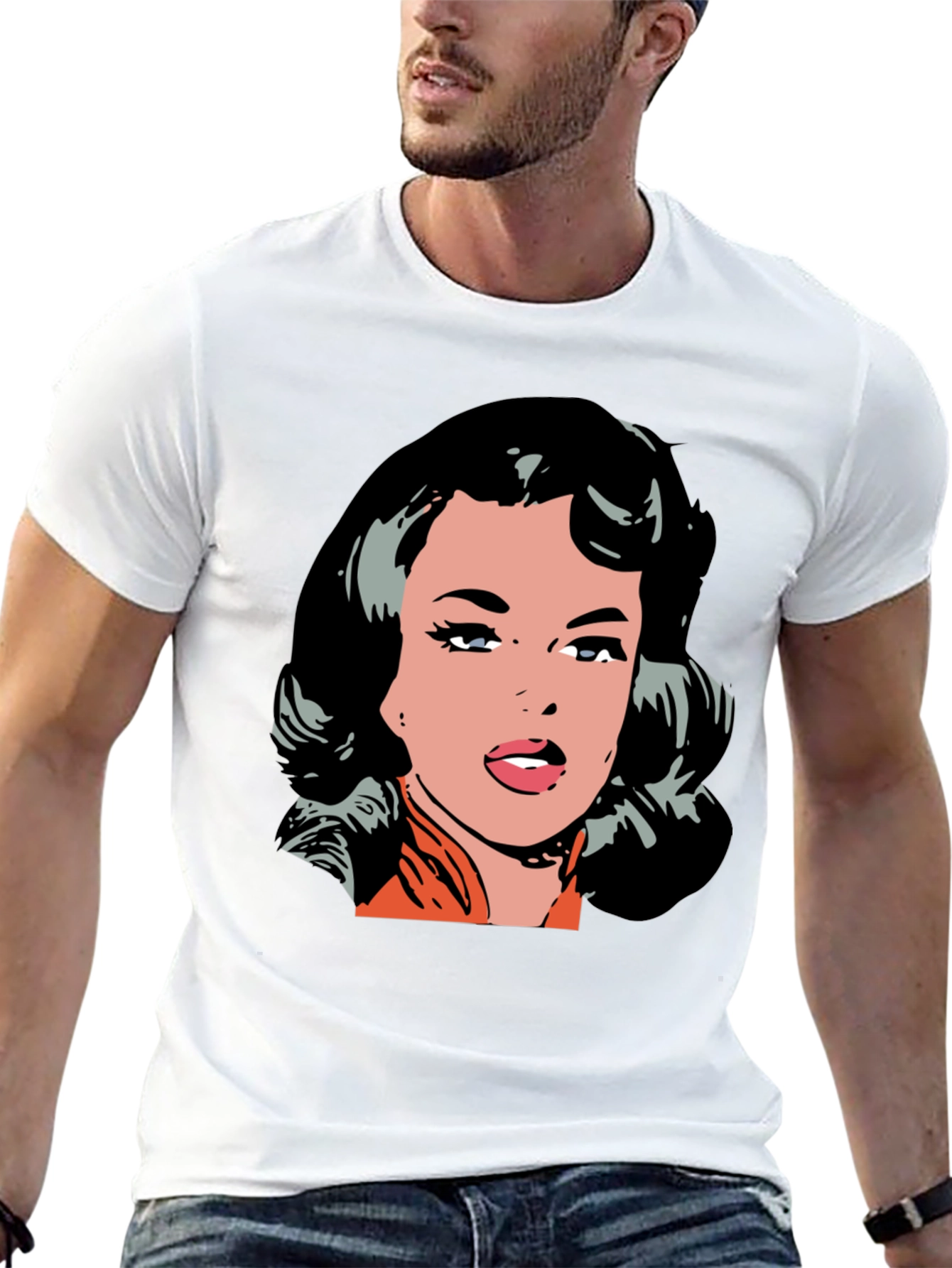 Retro Pop Art Woman Graphic Tee - Black
