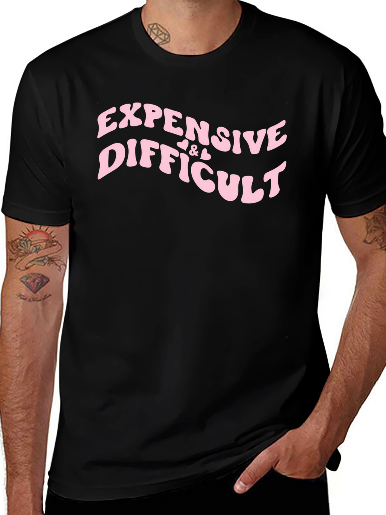 Expensive & Difficult Black Graphic Tee Shirt