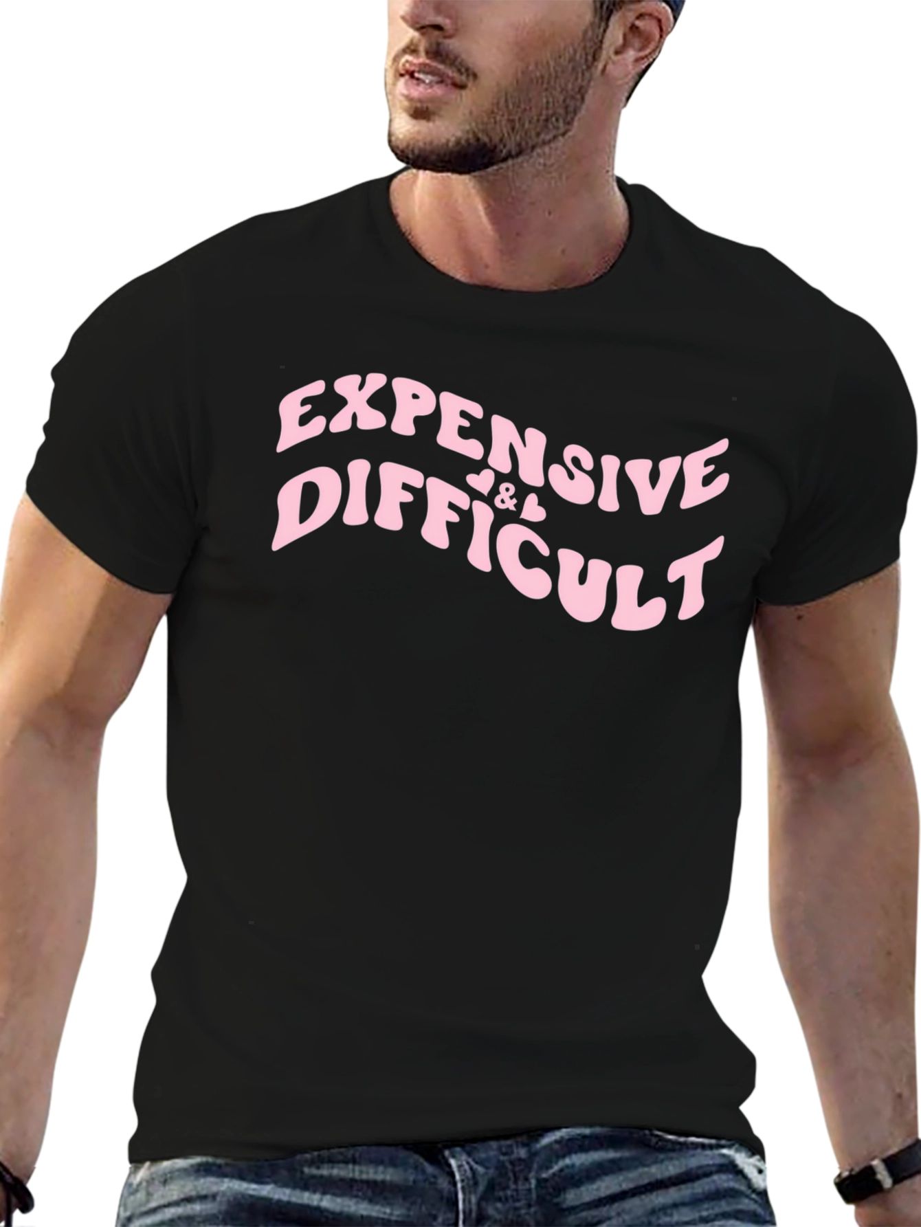 Expensive & Difficult Black Graphic Tee Shirt