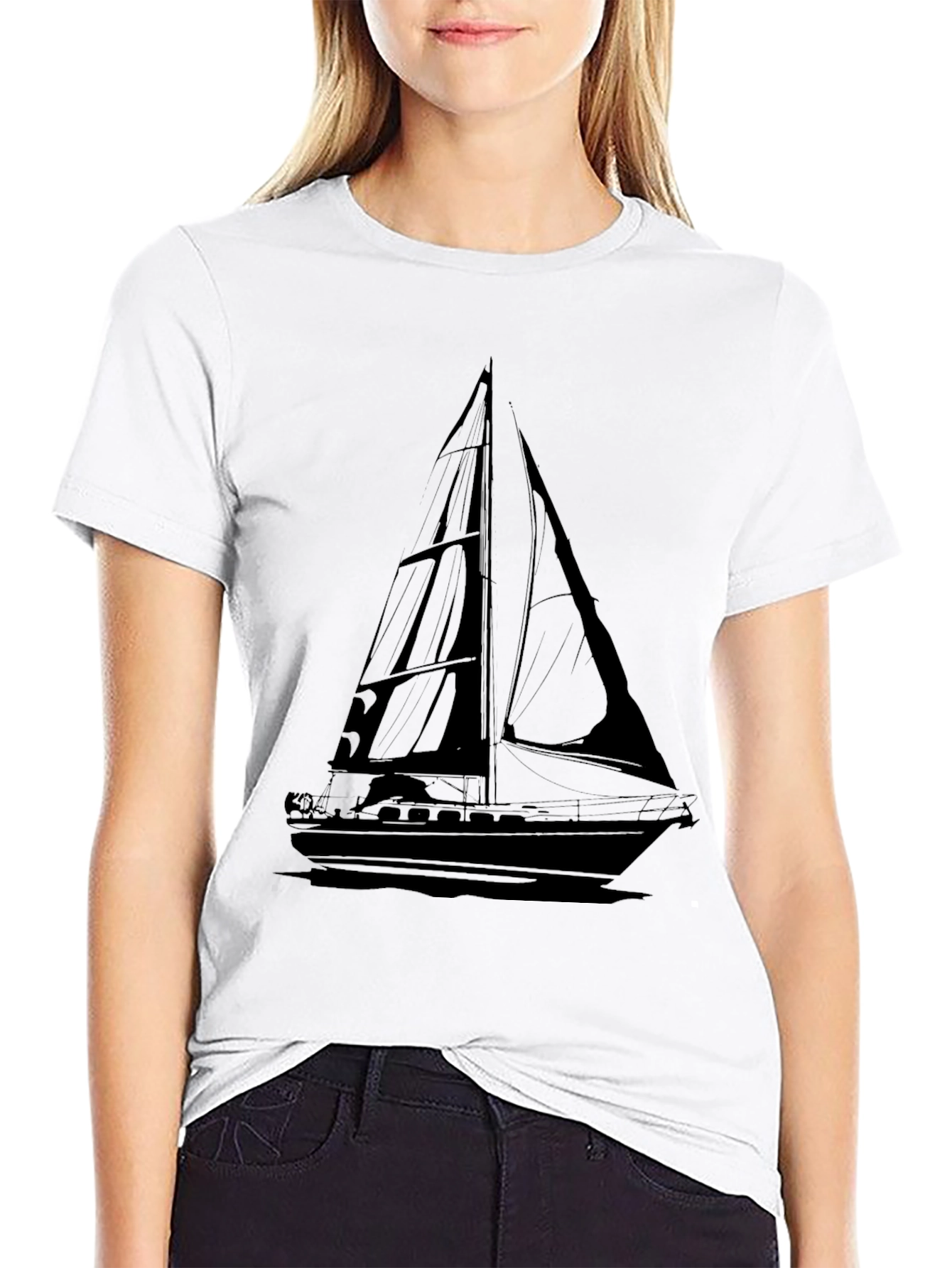 Mens Black Sailboat Graphic Tee