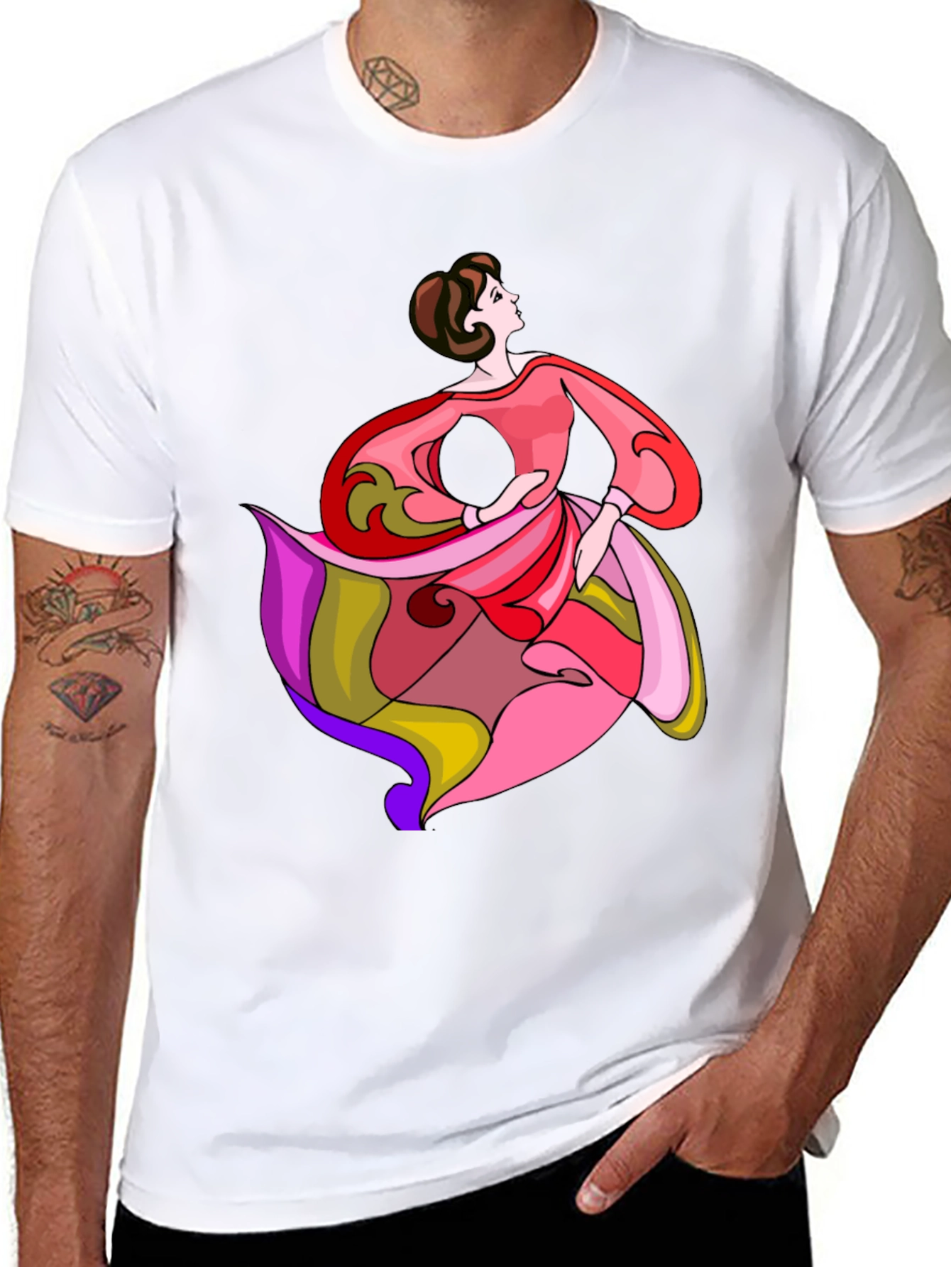 Woman Dancing T-Shirt Artistic Design Casual Wear