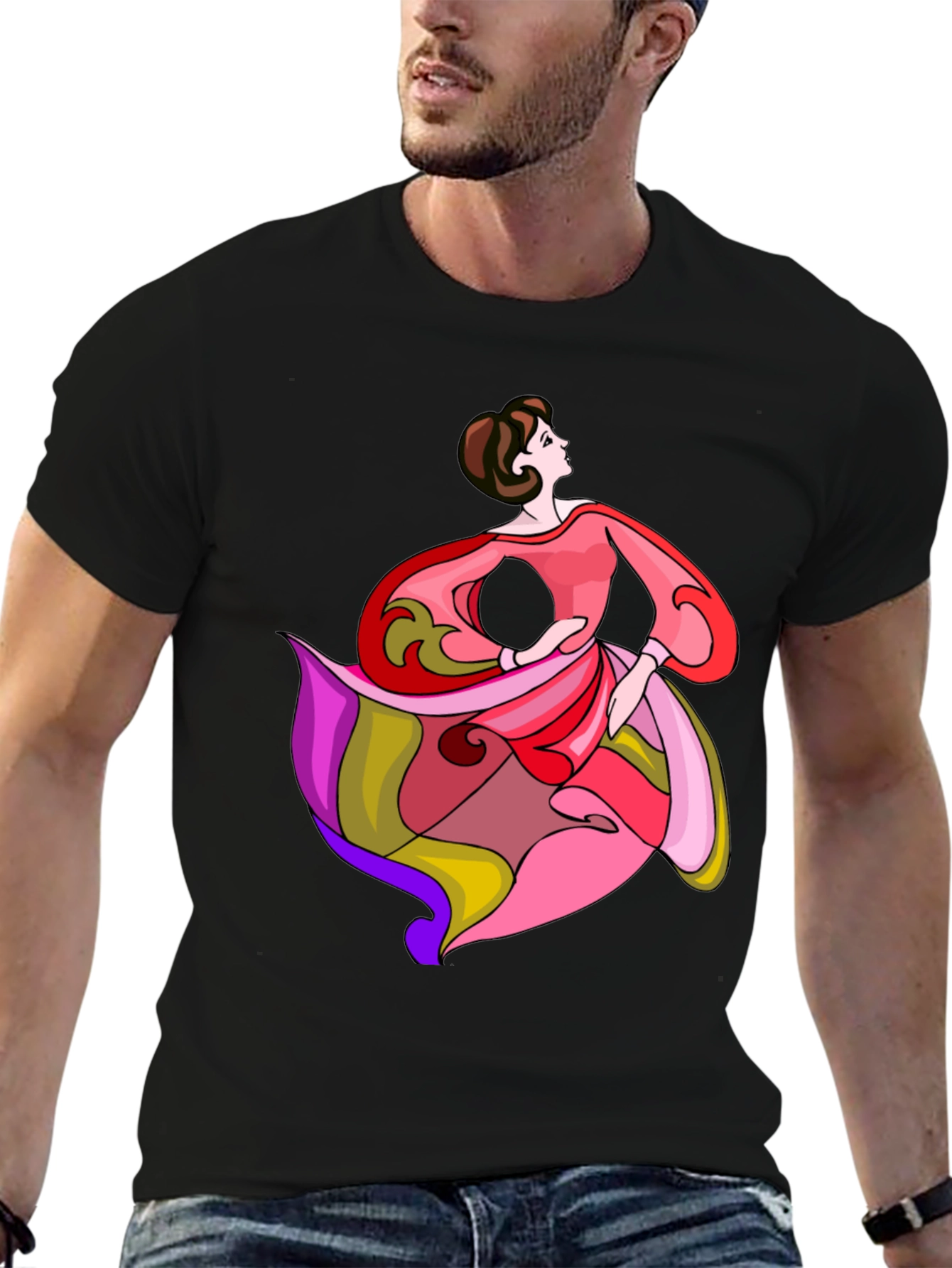 Woman Dancing T-Shirt Artistic Design Casual Wear