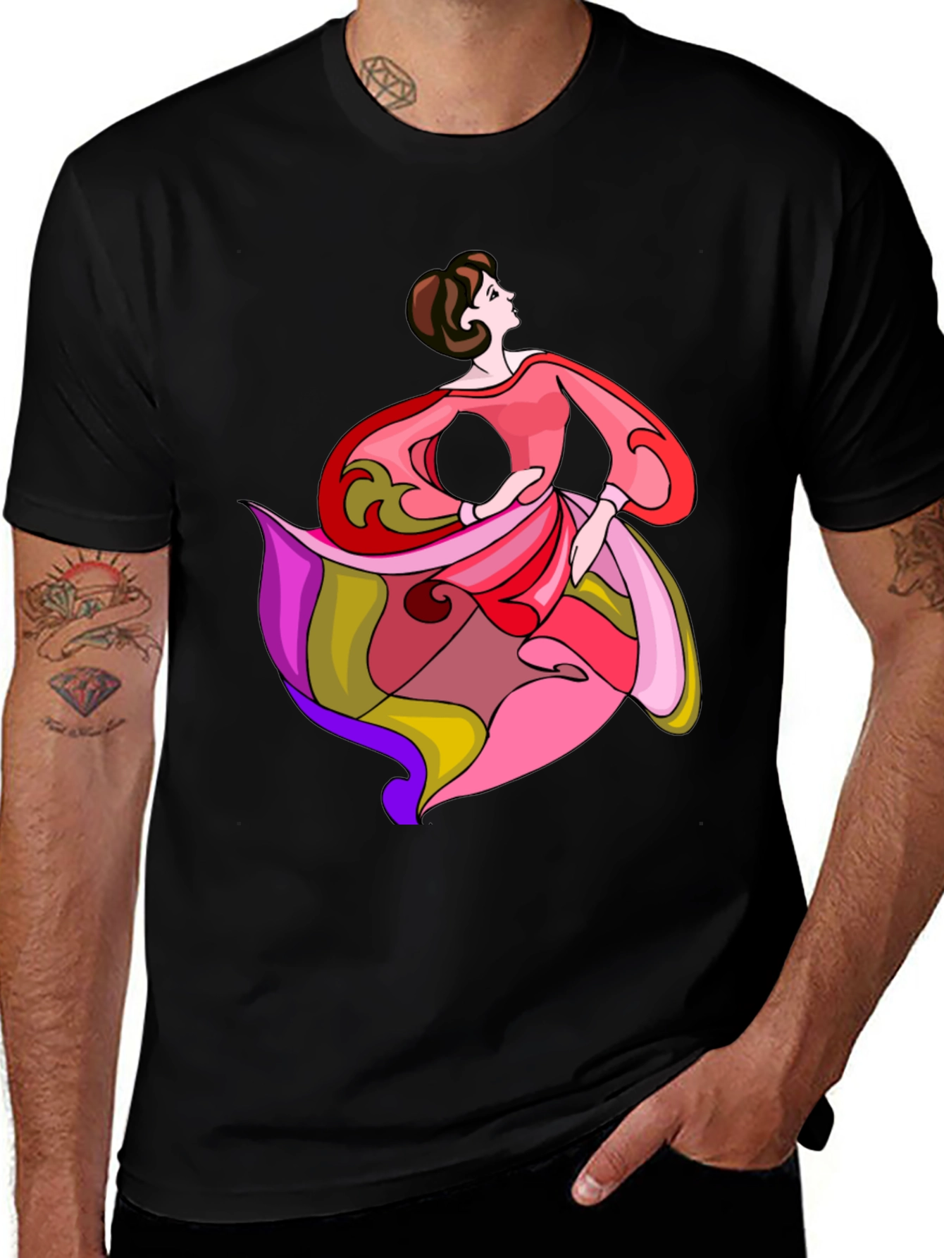 Woman Dancing T-Shirt Artistic Design Casual Wear