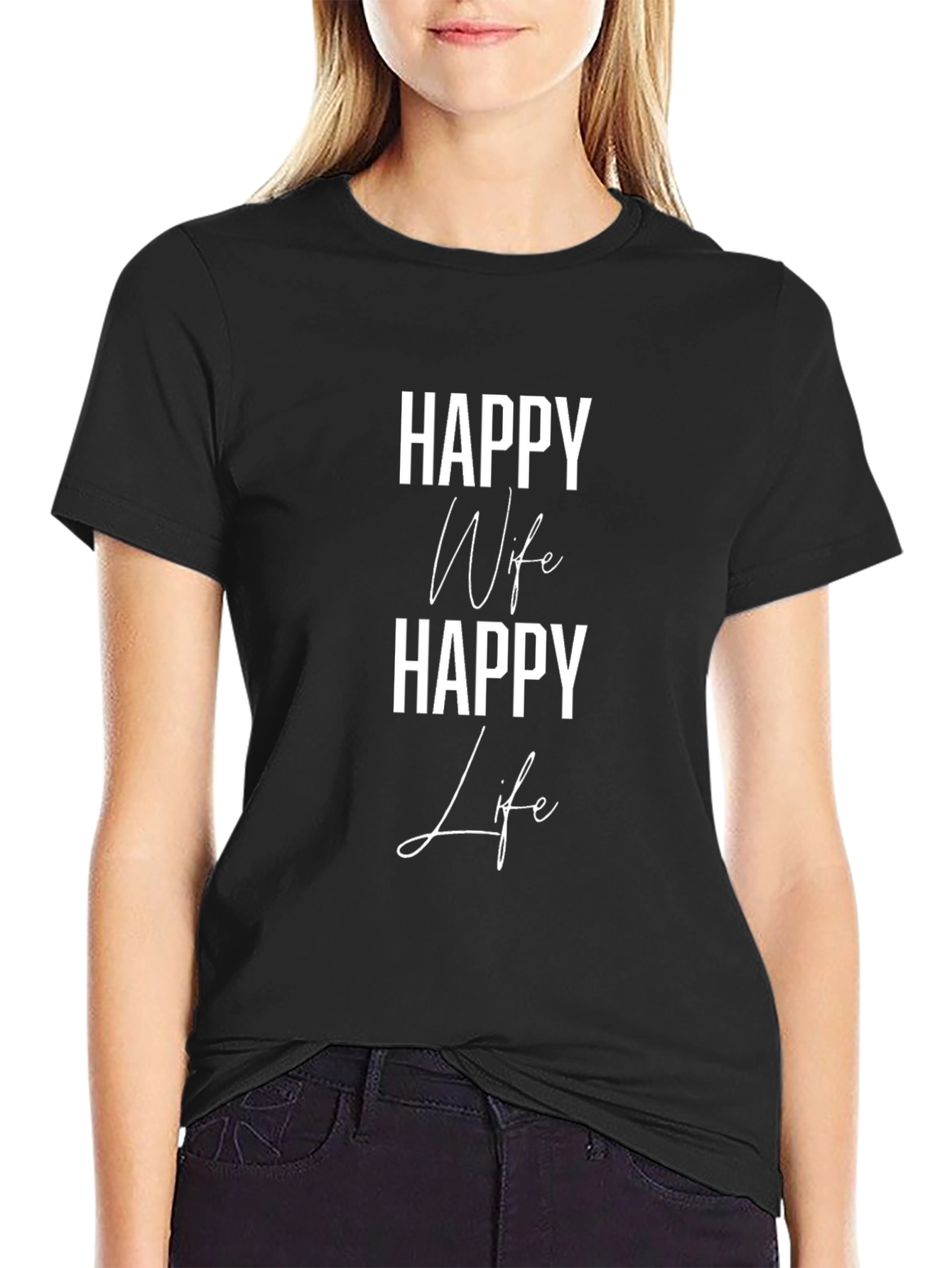 Happy Wife Happy Life T-Shirt - Black Graphic Tee