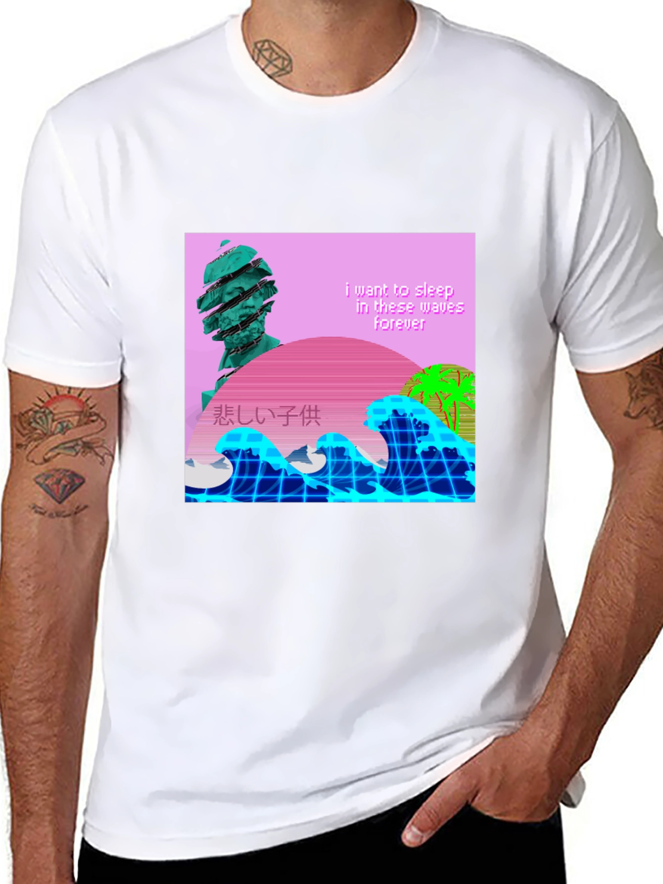 Vaporwave Aesthetic T-Shirt - Sleep in Waves