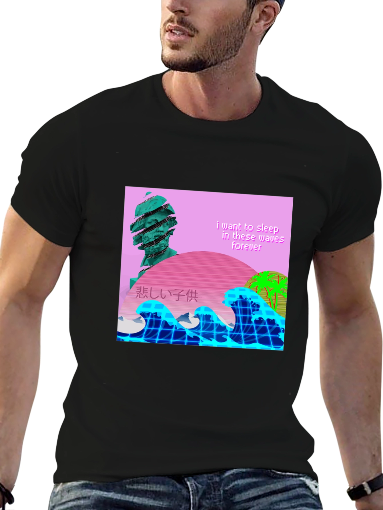 Vaporwave Aesthetic T-Shirt - Sleep in Waves