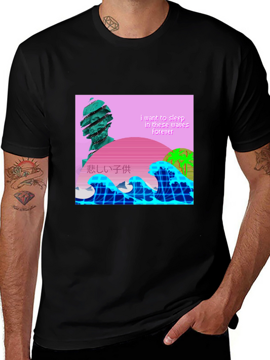 Vaporwave Aesthetic T-Shirt - Sleep in Waves