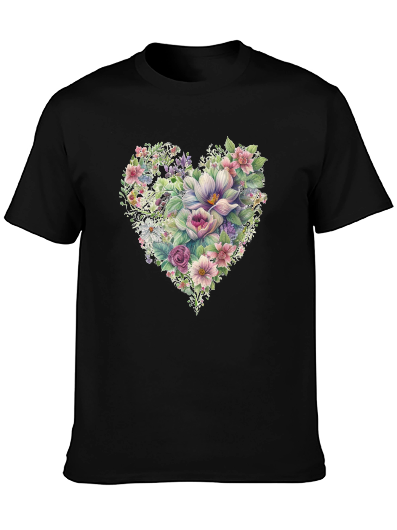 Floral Heart T-Shirt - Black