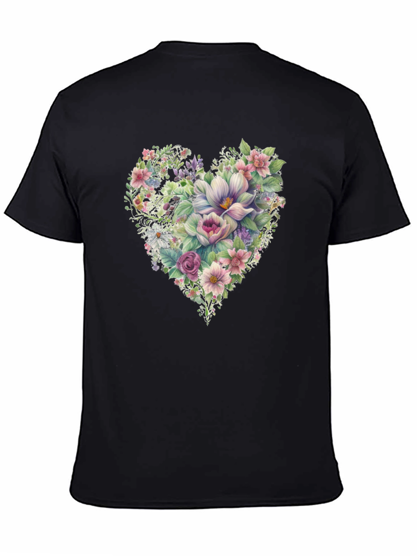 Floral Heart T-Shirt - Black