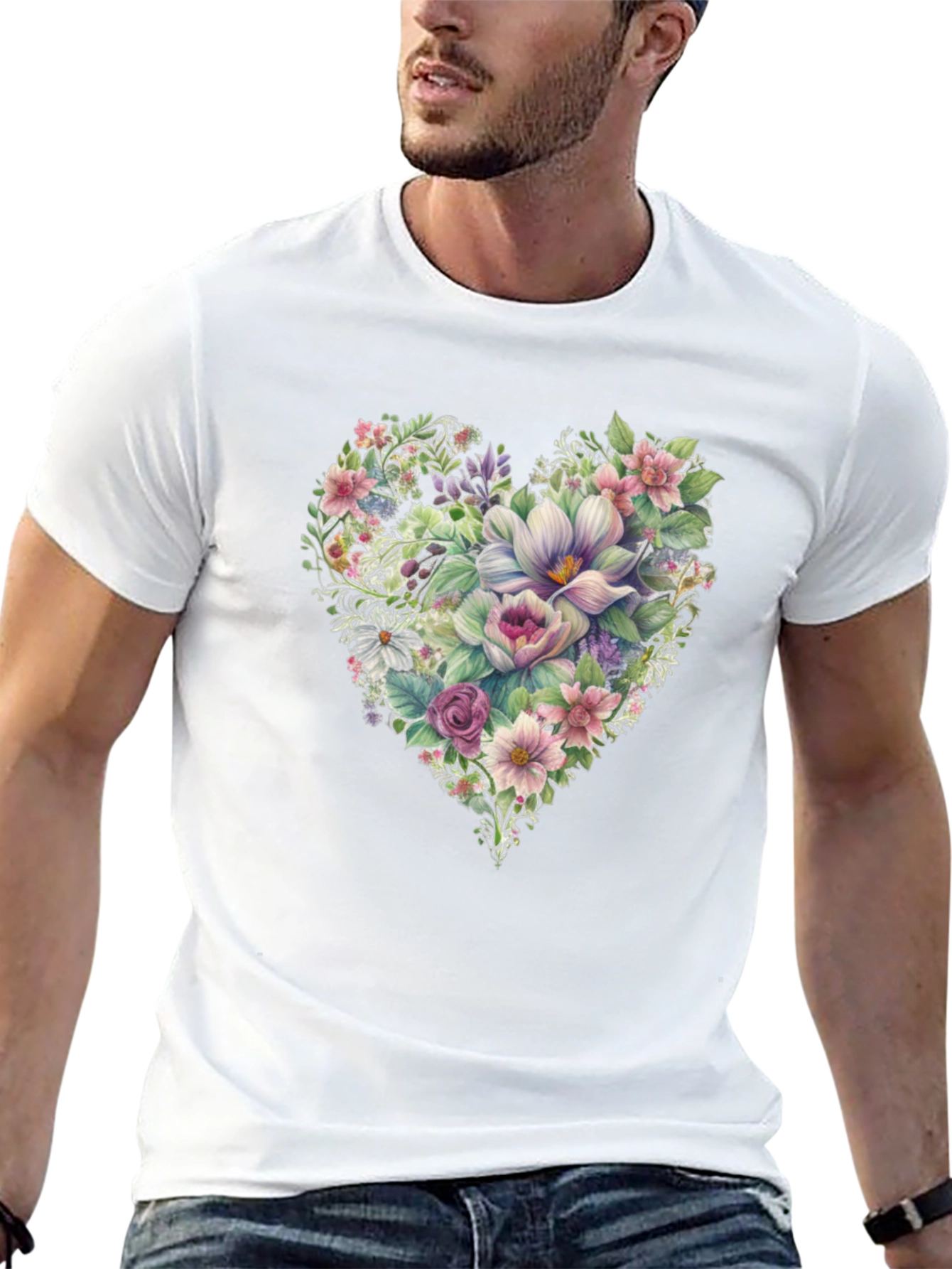 Floral Heart T-Shirt - Black