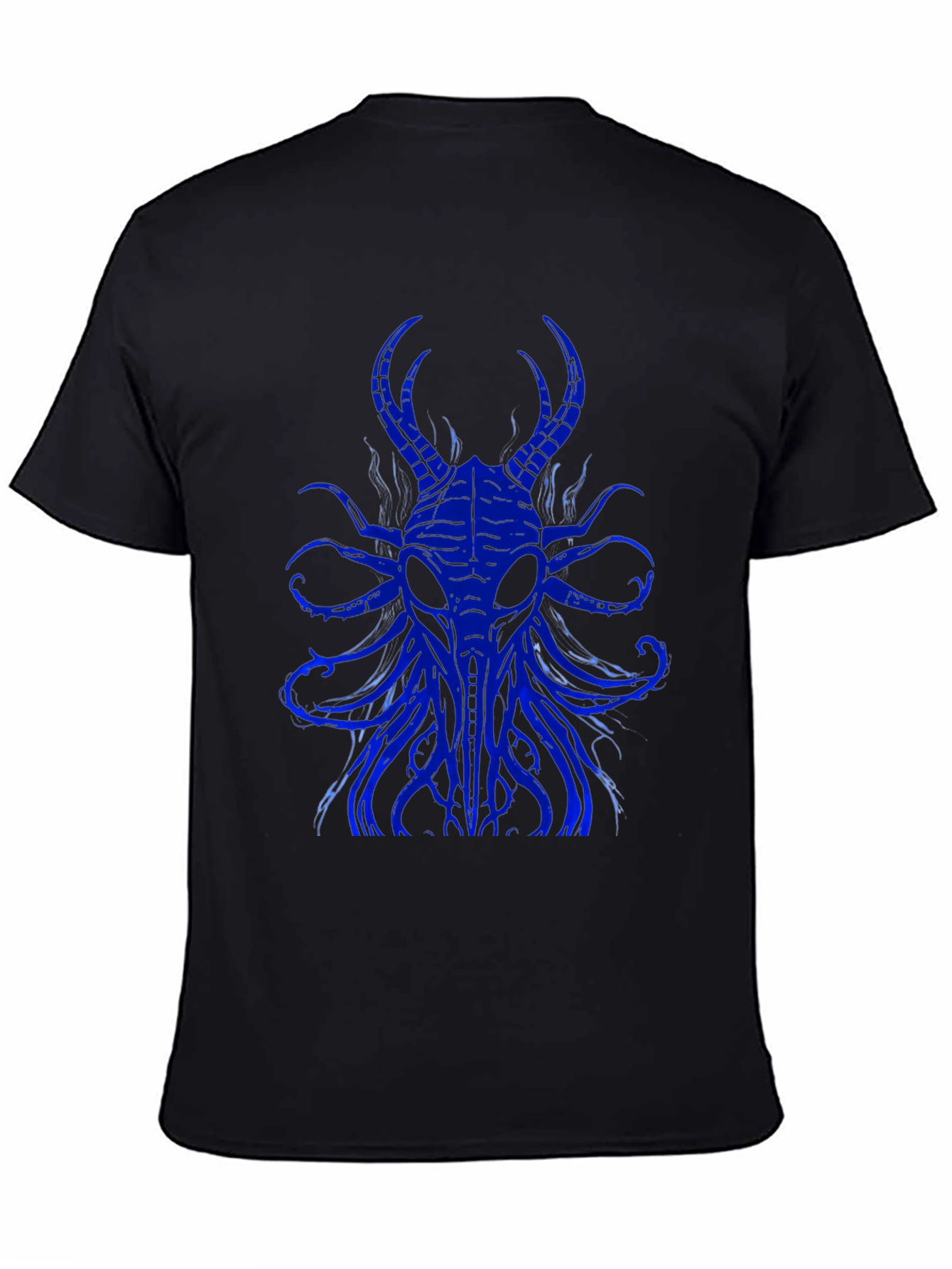 Mens Black T-Shirt with Blue Cthulhu Graphic