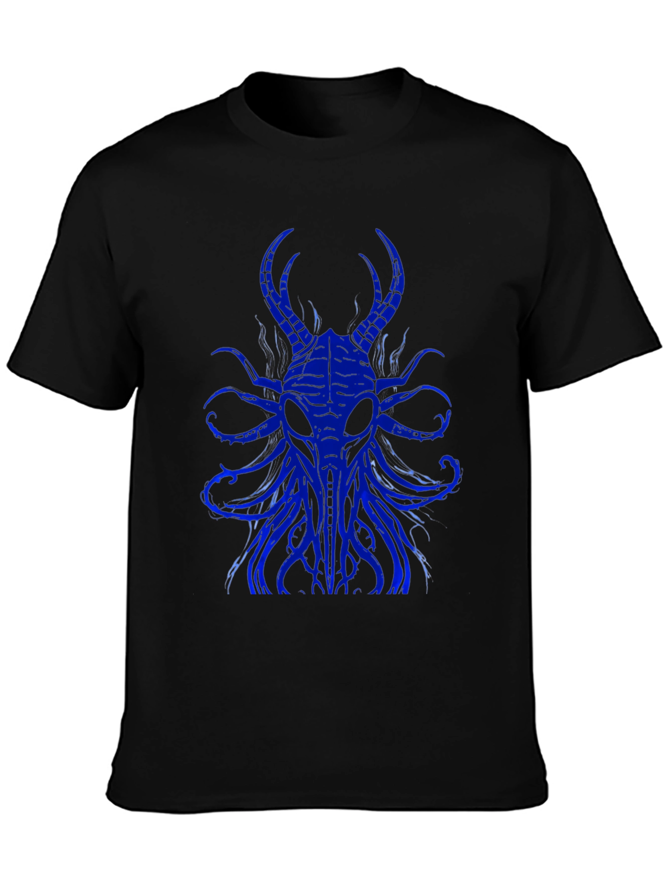 Mens Black T-Shirt with Blue Cthulhu Graphic