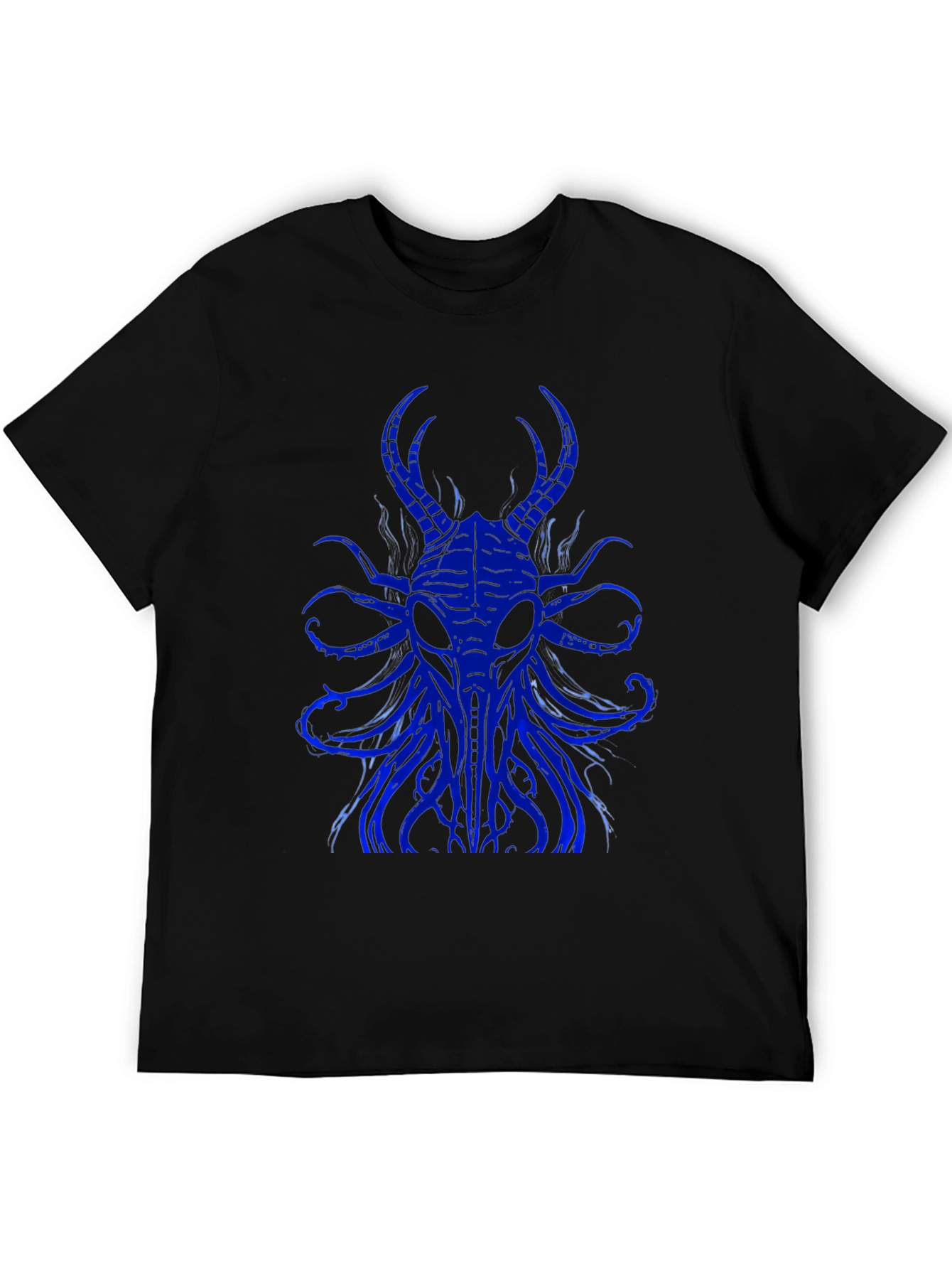 Mens Black T-Shirt with Blue Cthulhu Graphic
