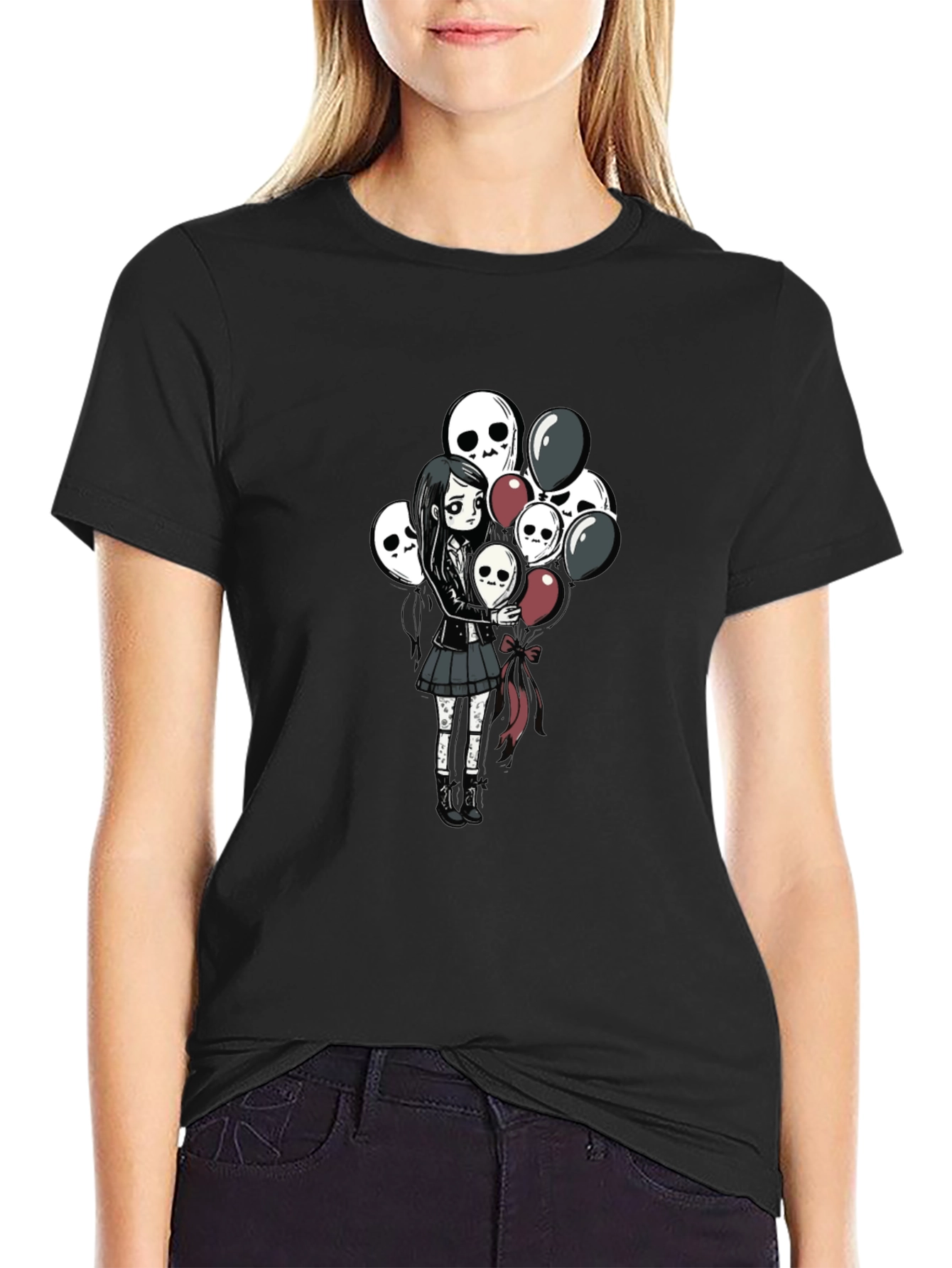 Skull Balloon Girl Black T-Shirt
