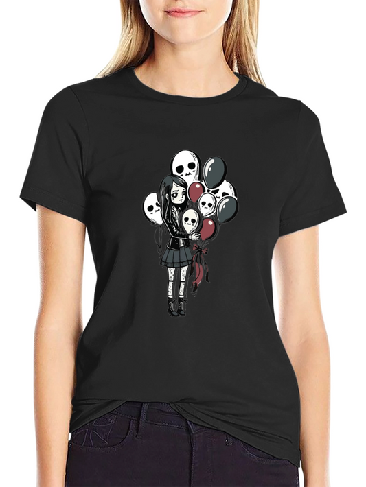 Skull Balloon Girl Black T-Shirt