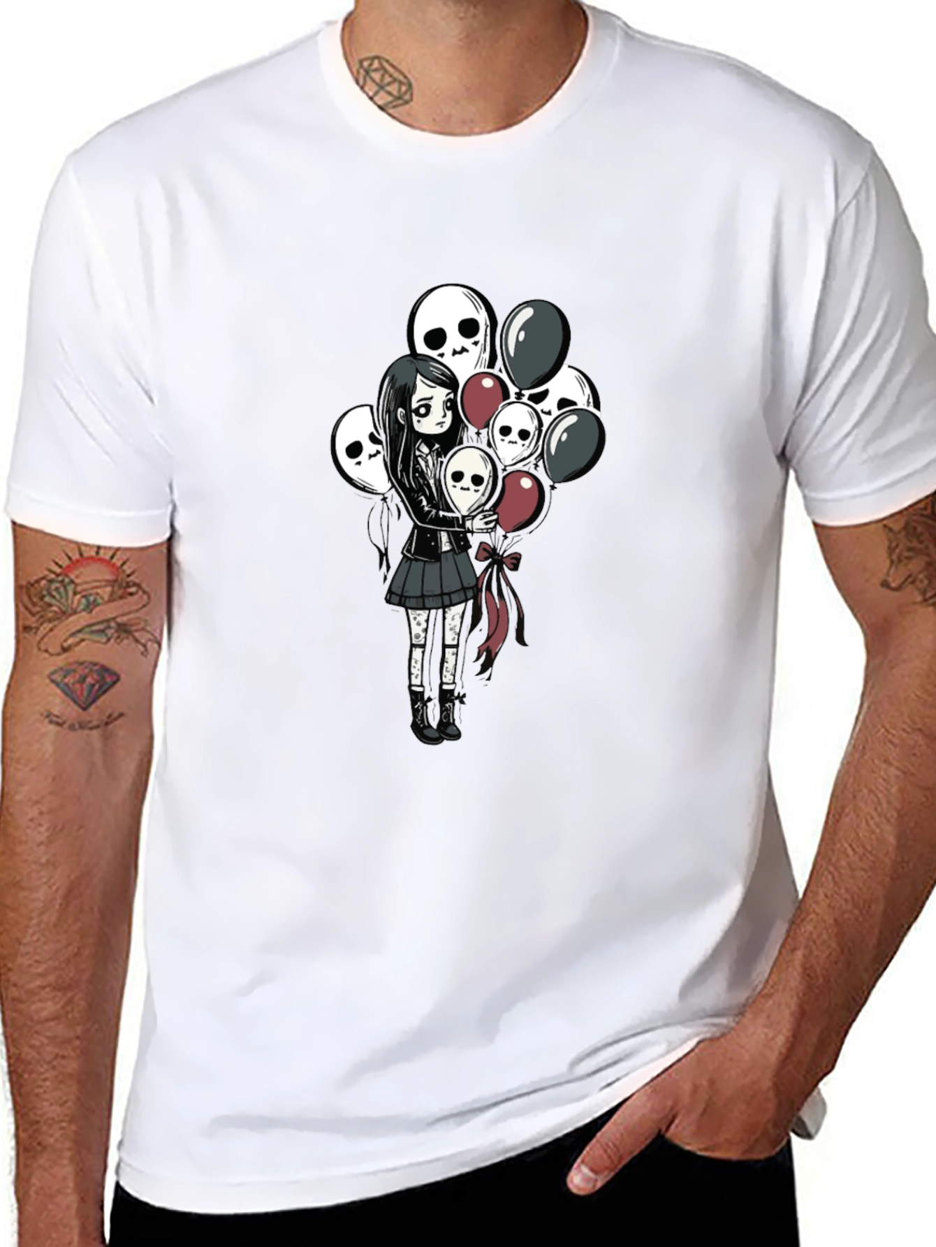 Skull Balloon Girl Black T-Shirt