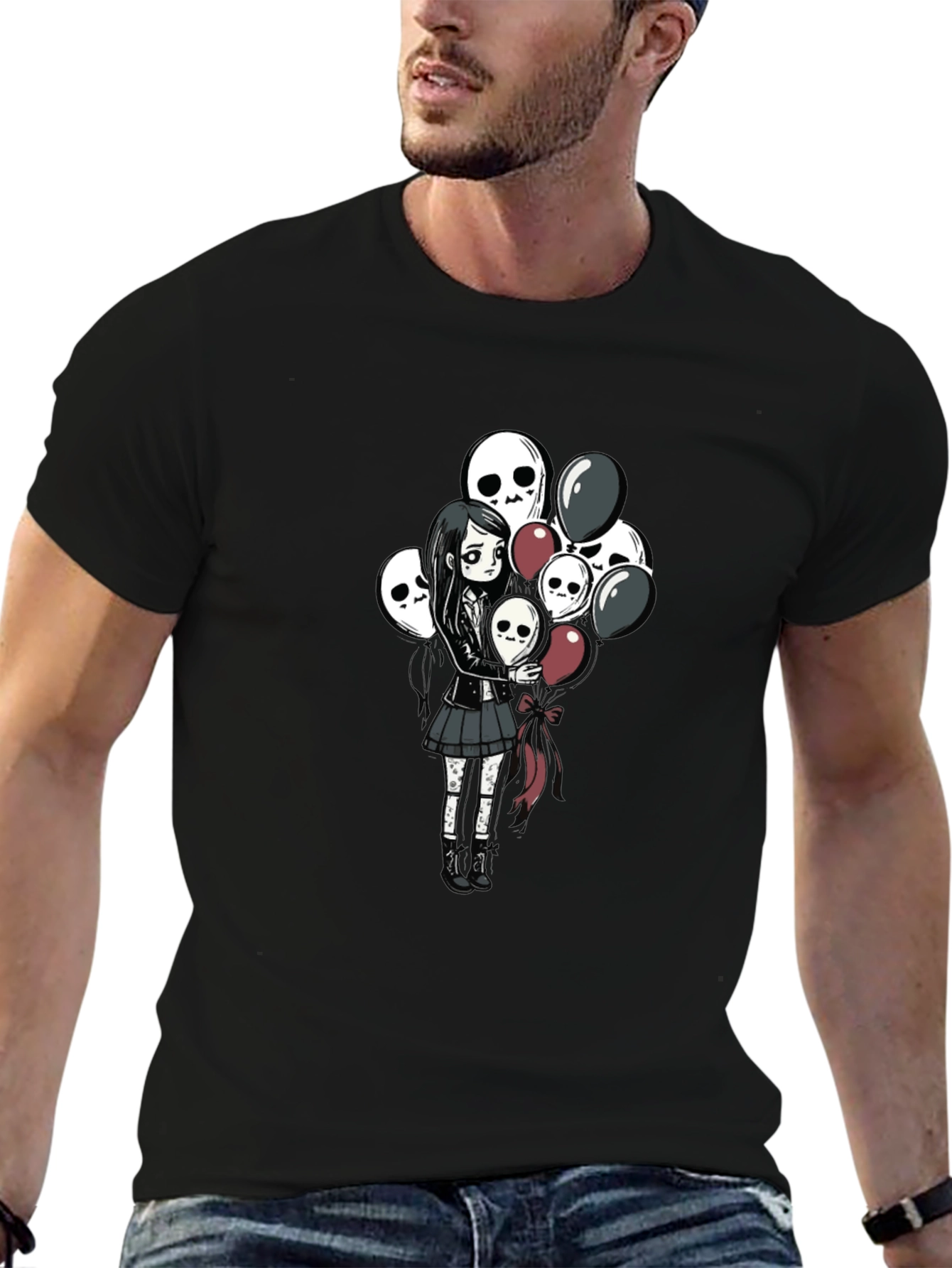 Skull Balloon Girl Black T-Shirt