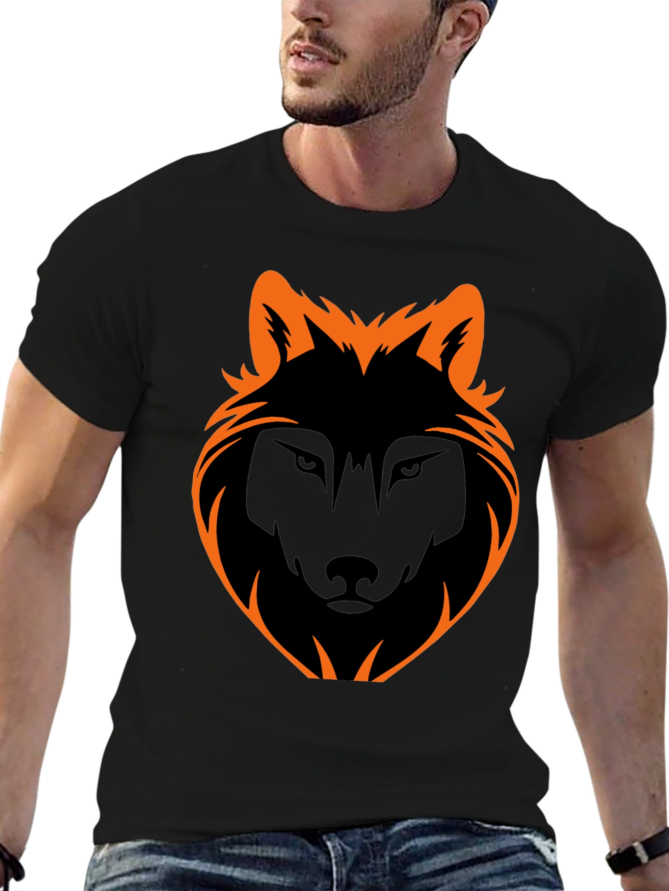 Black Wolf Graphic Tee - Stylish Mens Casual Shirt