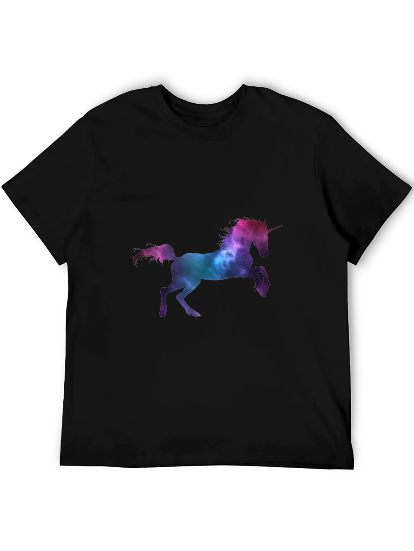 Unicorn Galaxy Print Black T-Shirt