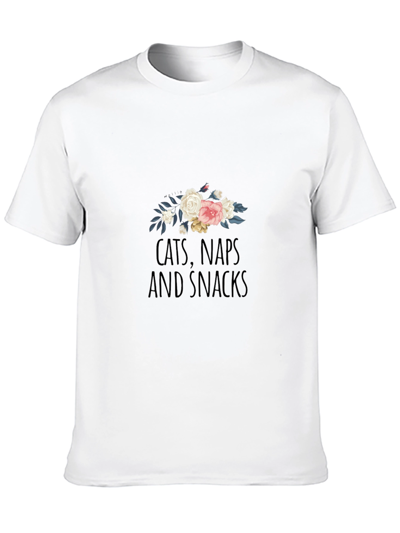 Cats Naps Snacks Floral T-Shirt