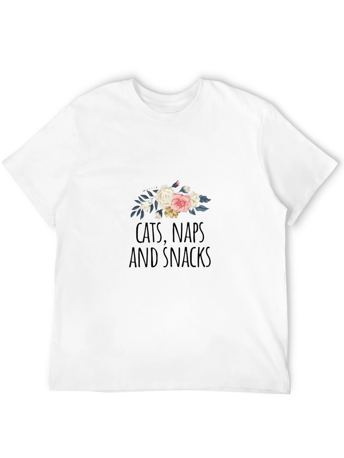Cats Naps Snacks Floral T-Shirt