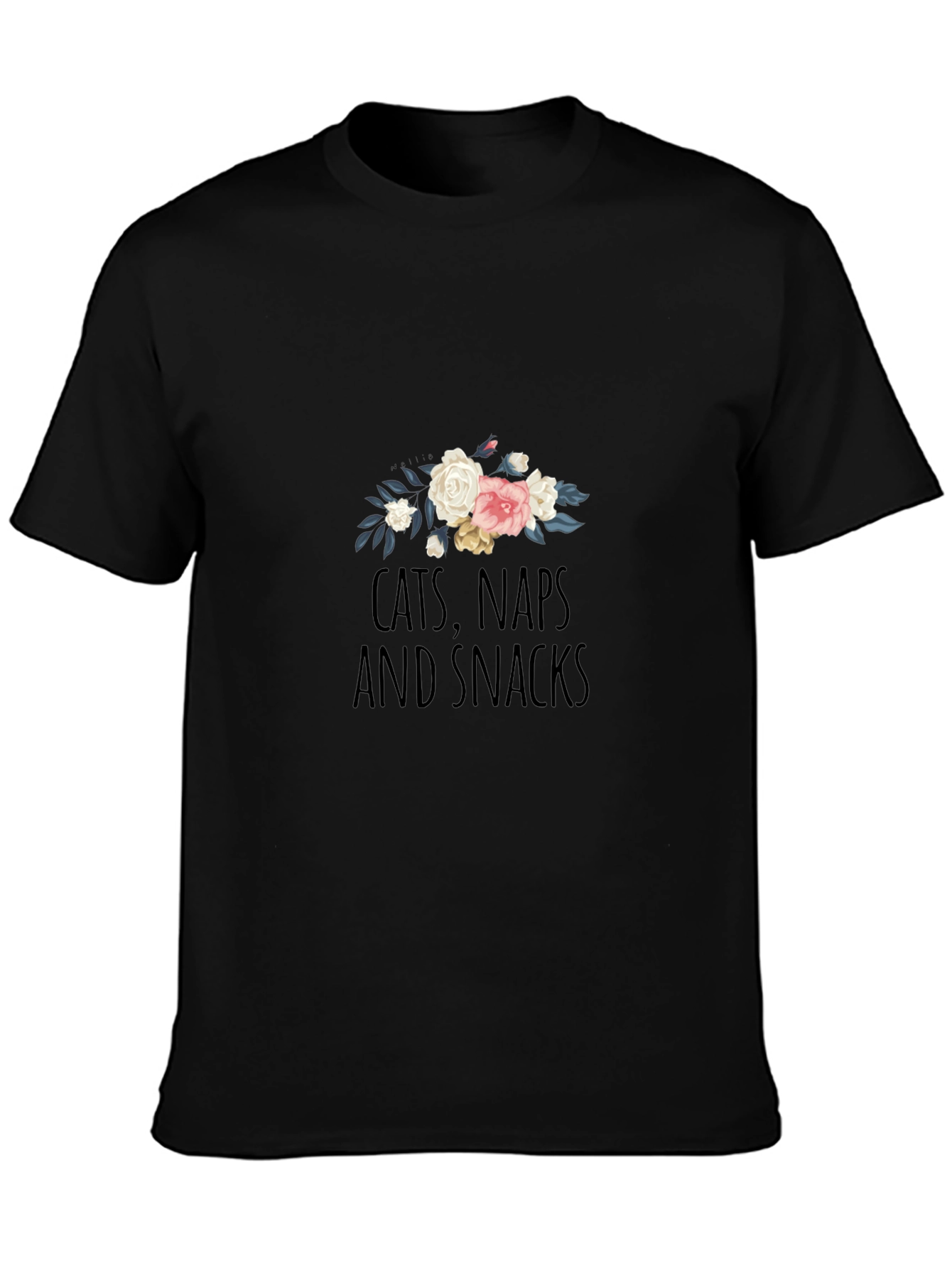 Cats Naps Snacks Floral T-Shirt