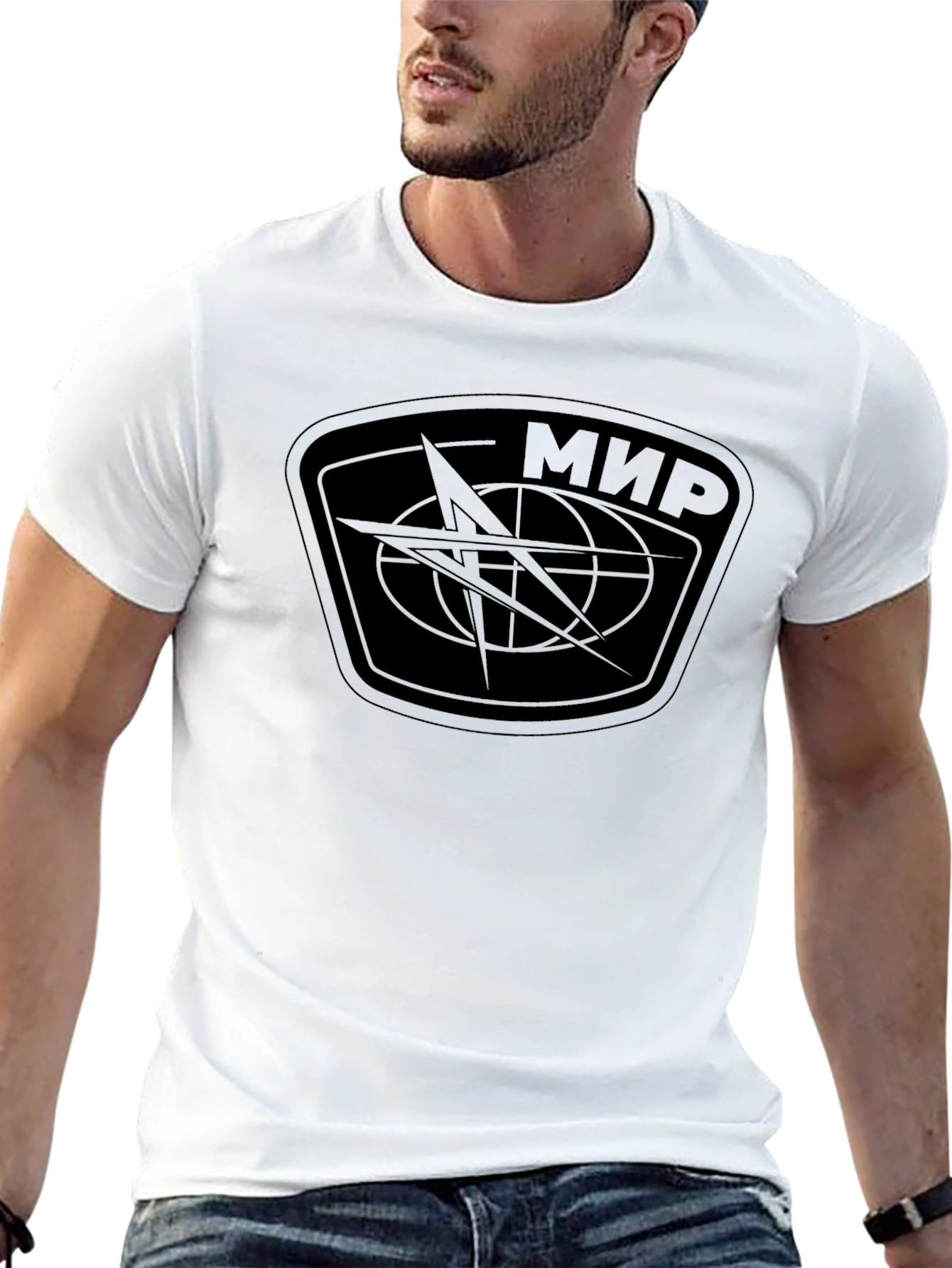 Mir Space Station Design T-Shirt - Black