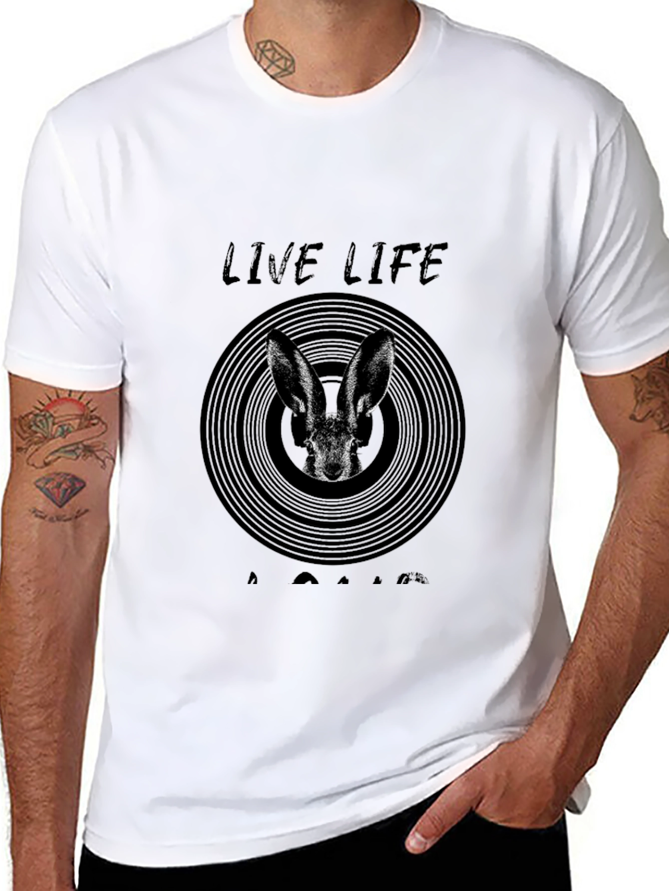 Live Life Rabbit Graphic T-Shirt