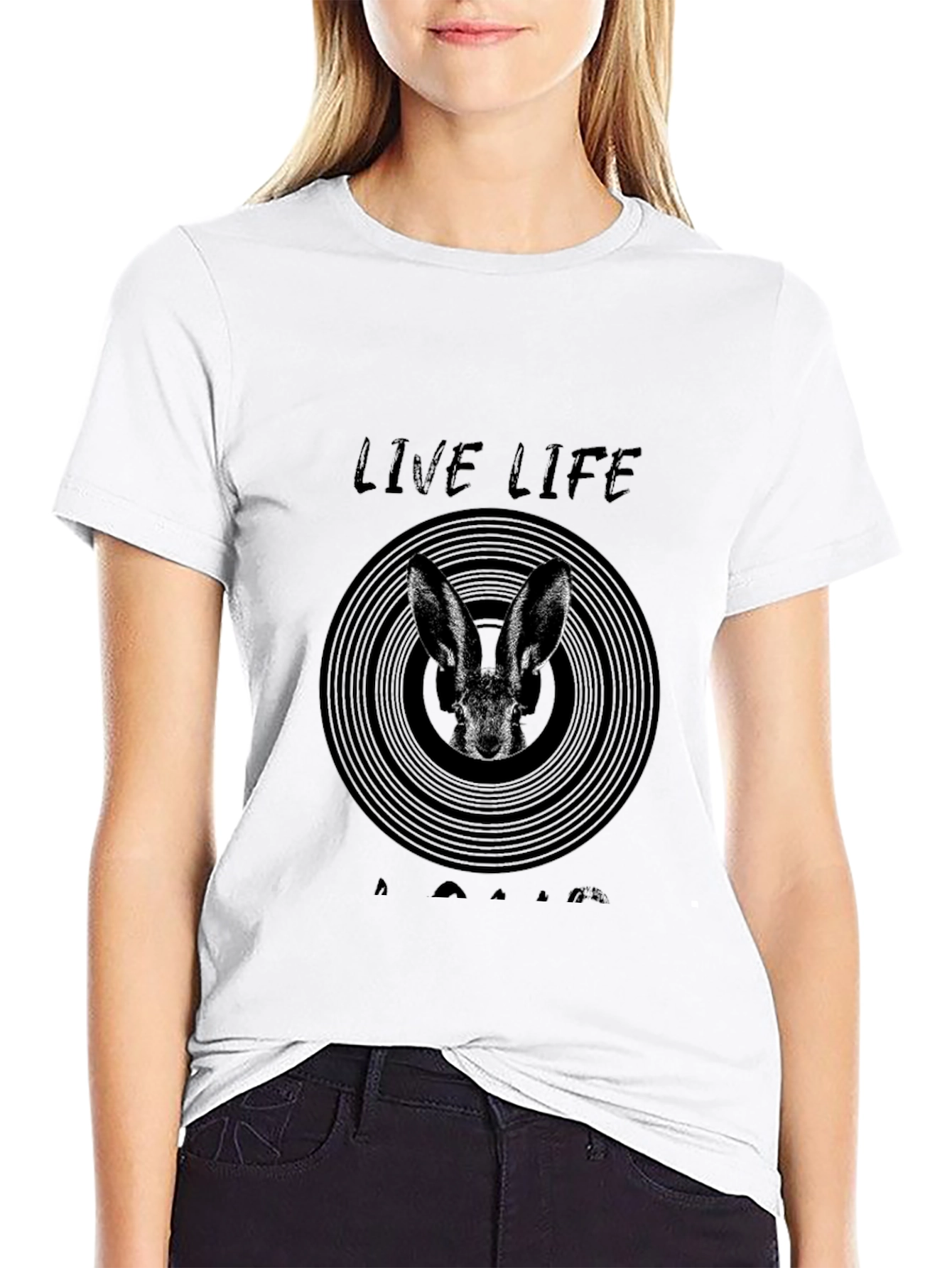Live Life Rabbit Graphic T-Shirt