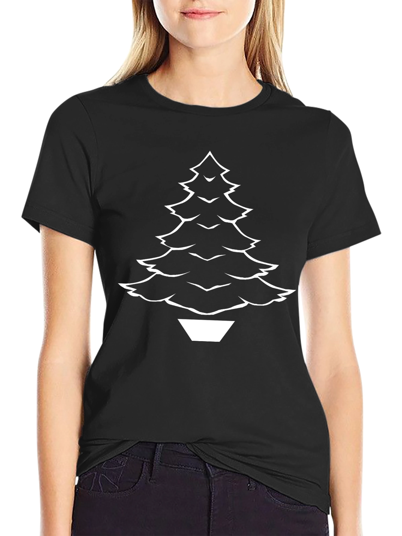 Mens Black Christmas Tree Graphic T-Shirt