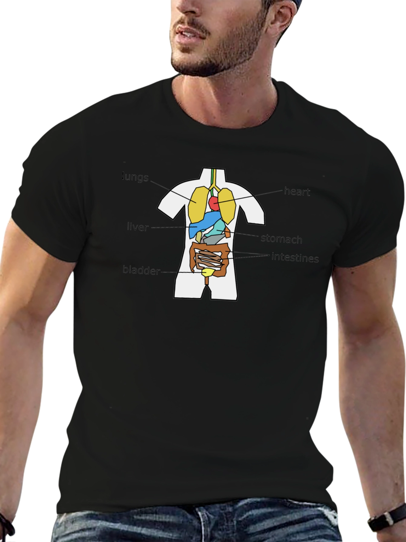 Anatomical Human Body Organs T-Shirt - Black