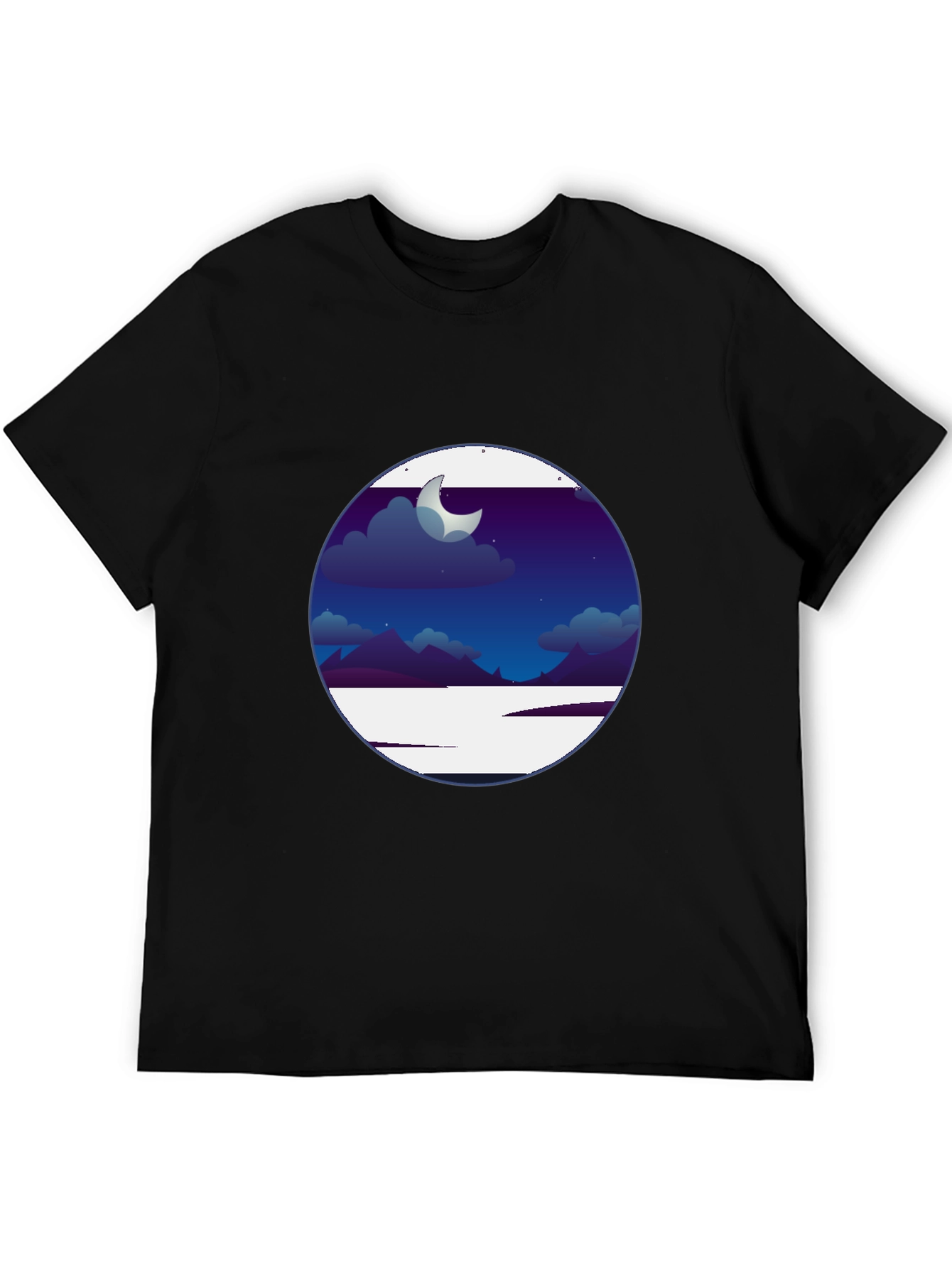 Nightscape Graphic Tee - Crescent Moon Scene