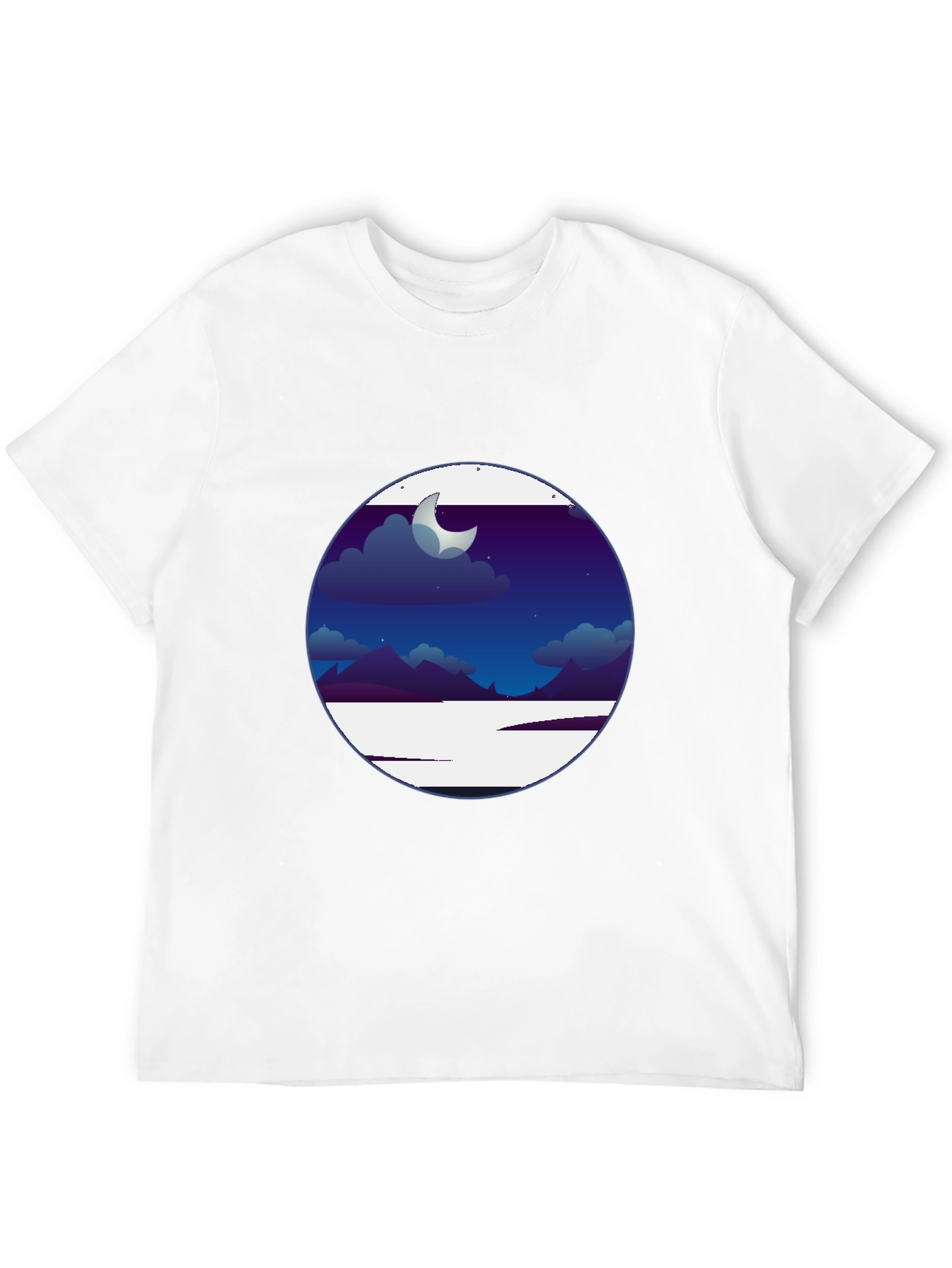 Nightscape Graphic Tee - Crescent Moon Scene