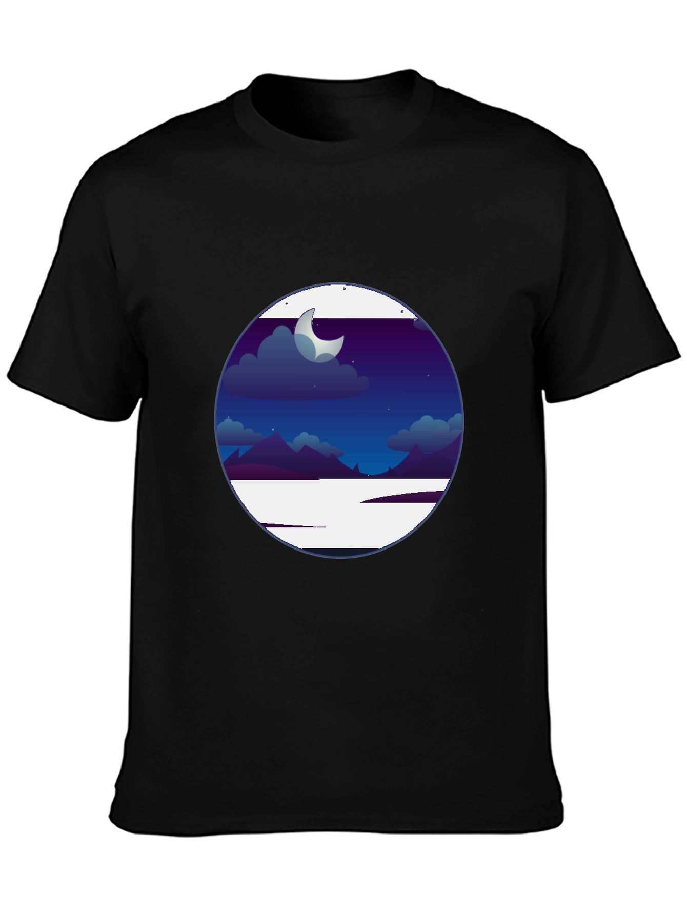 Nightscape Graphic Tee - Crescent Moon Scene