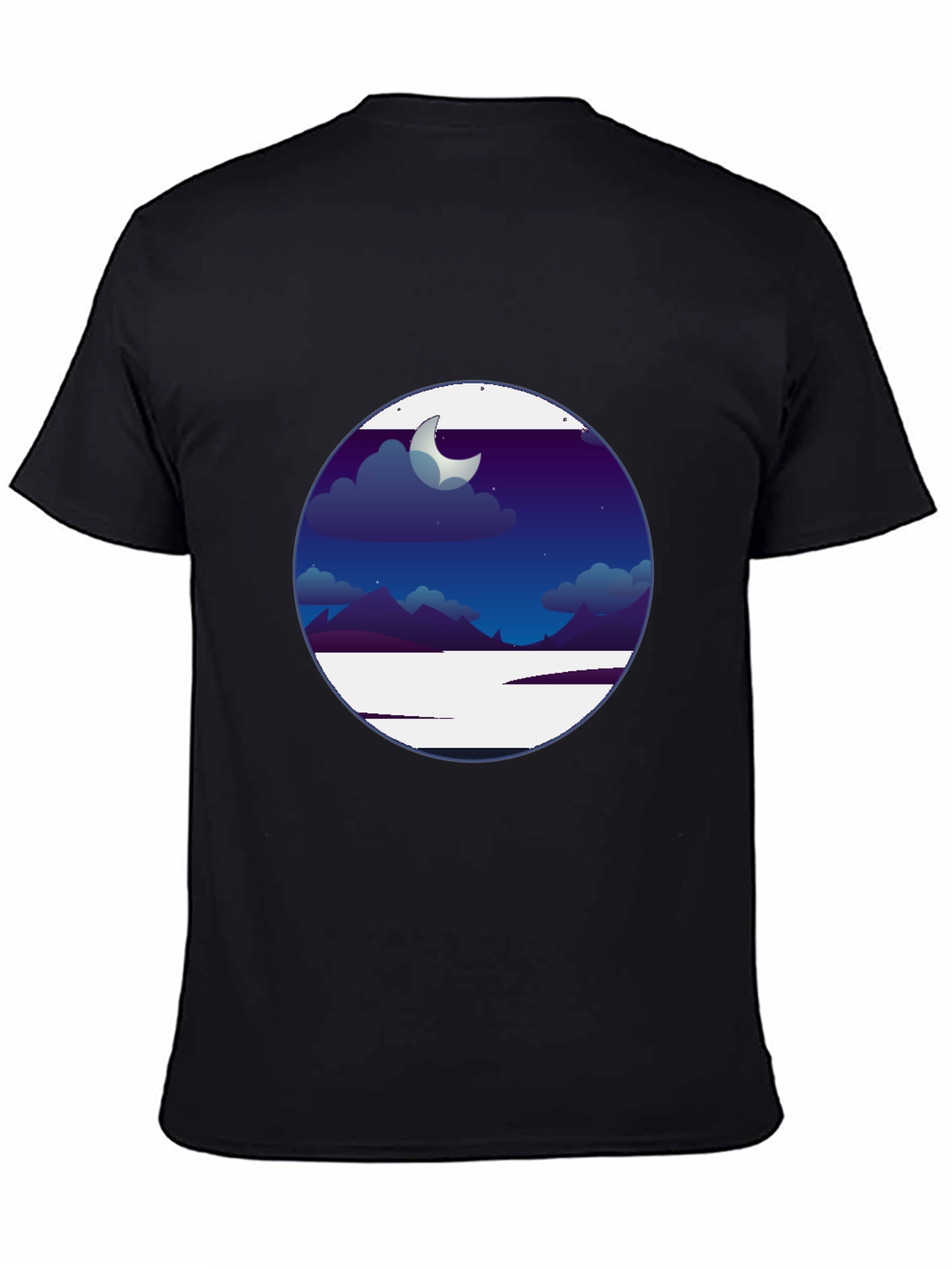 Nightscape Graphic Tee - Crescent Moon Scene