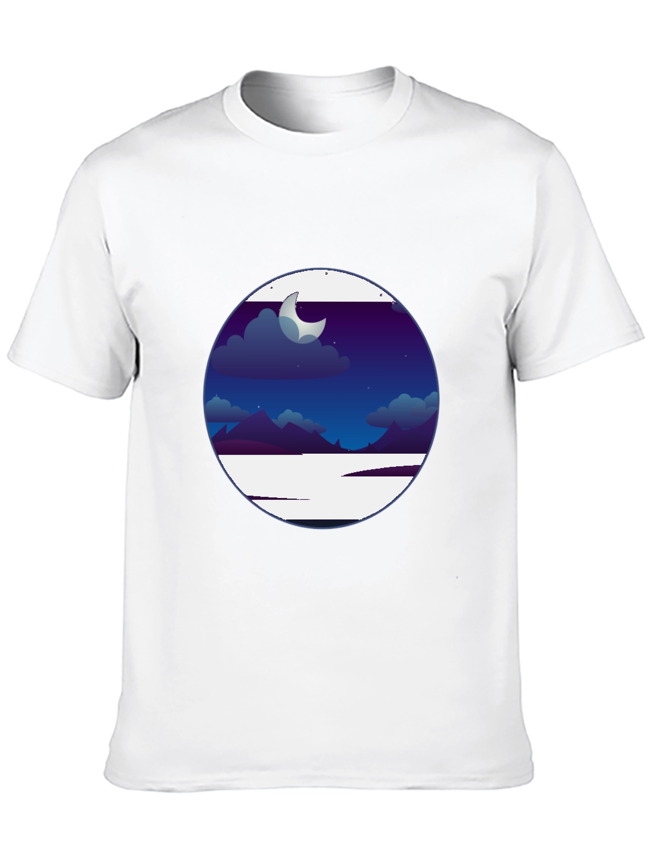 Nightscape Graphic Tee - Crescent Moon Scene