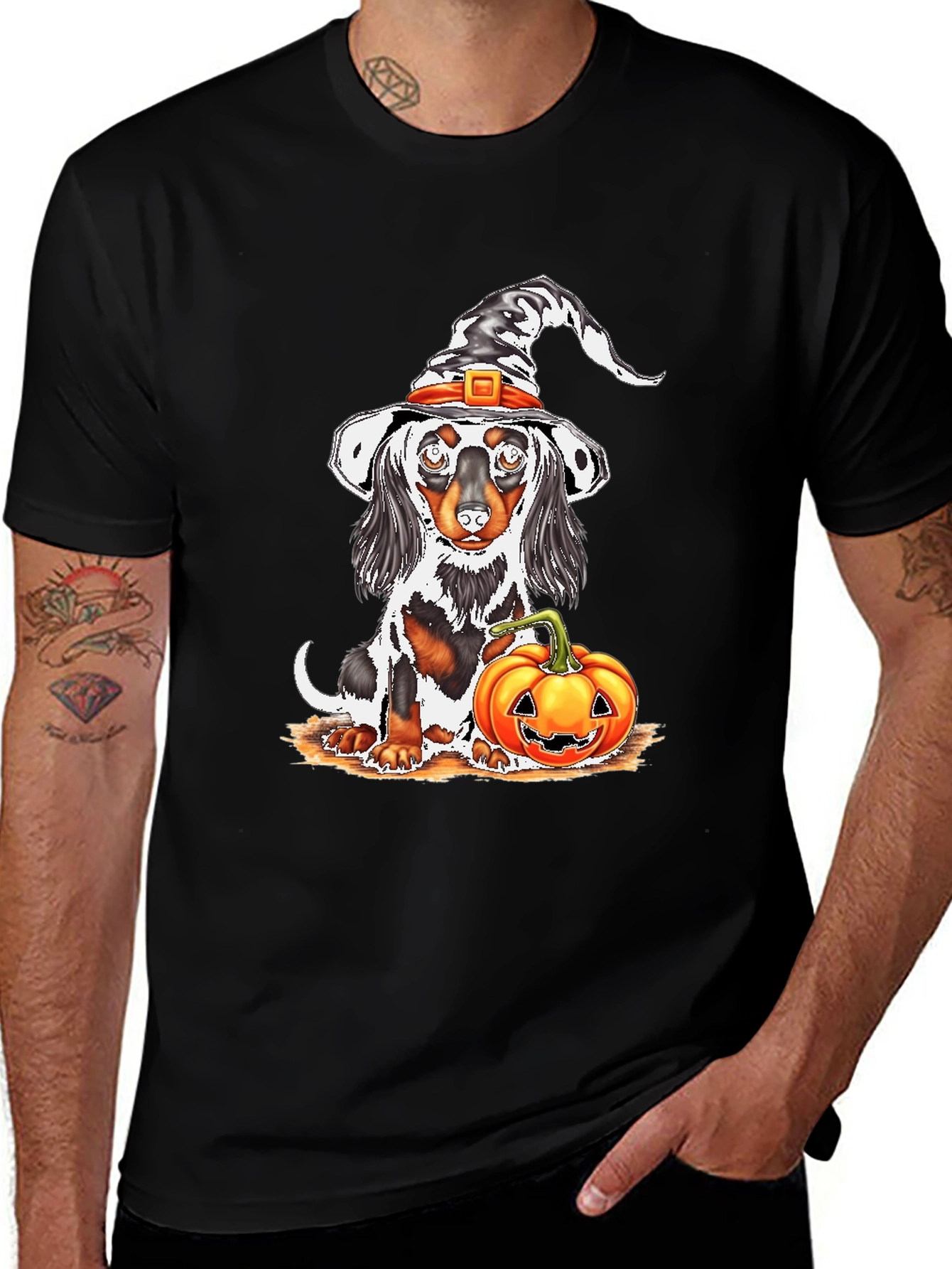 Halloween Dachshund Witch T-Shirt
