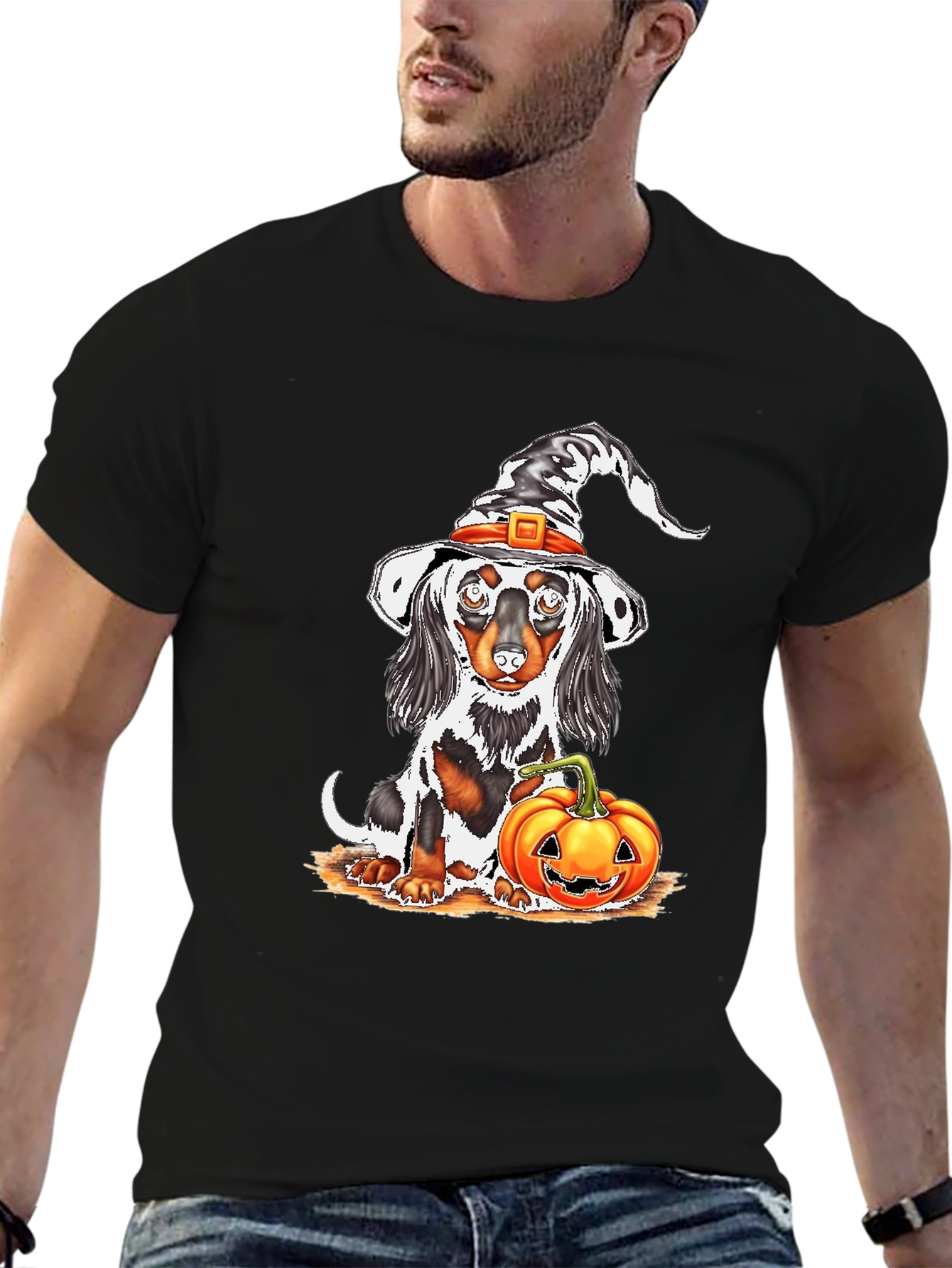 Halloween Dachshund Witch T-Shirt