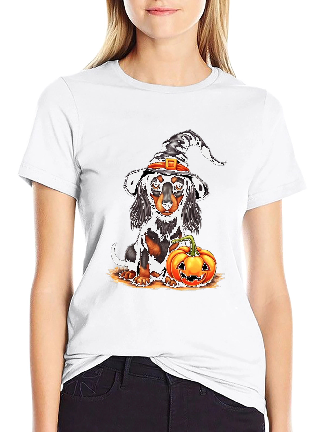 Halloween Dachshund Witch T-Shirt