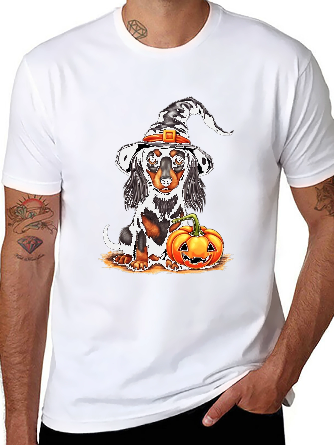 Halloween Dachshund Witch T-Shirt