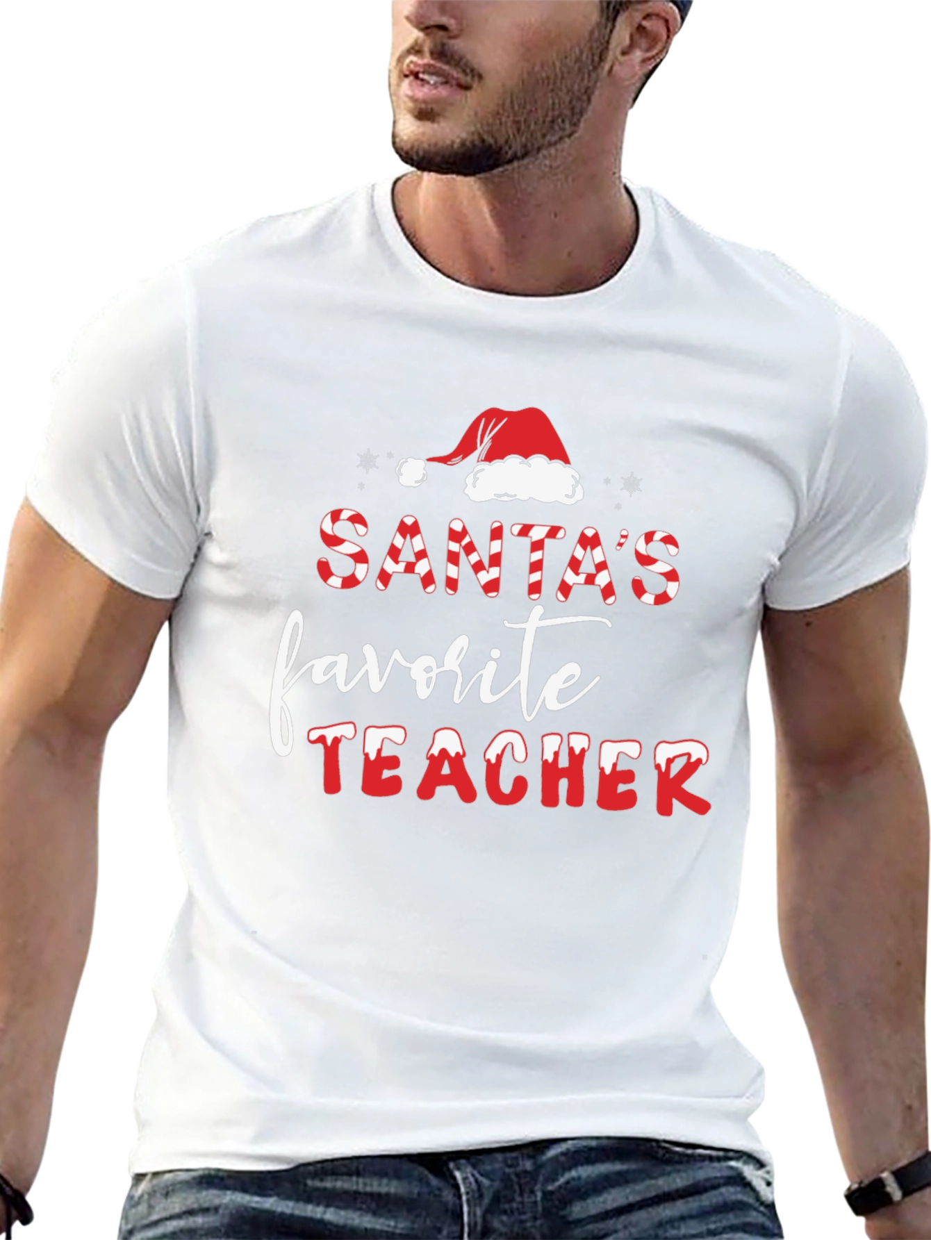 Santas Favorite Teacher T-Shirt - Holiday Gift