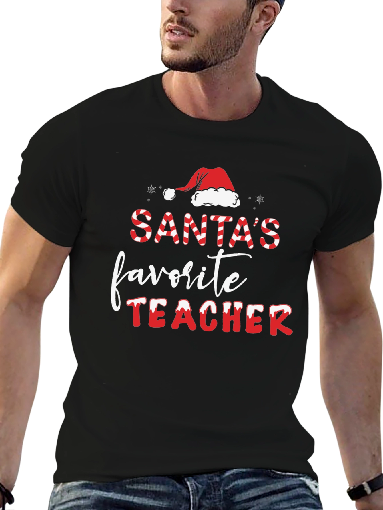 Santas Favorite Teacher T-Shirt - Holiday Gift