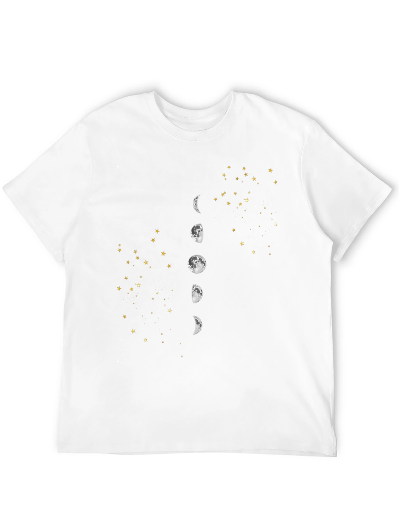 Lunar Phase & Starry Sky Graphic Tee - Black